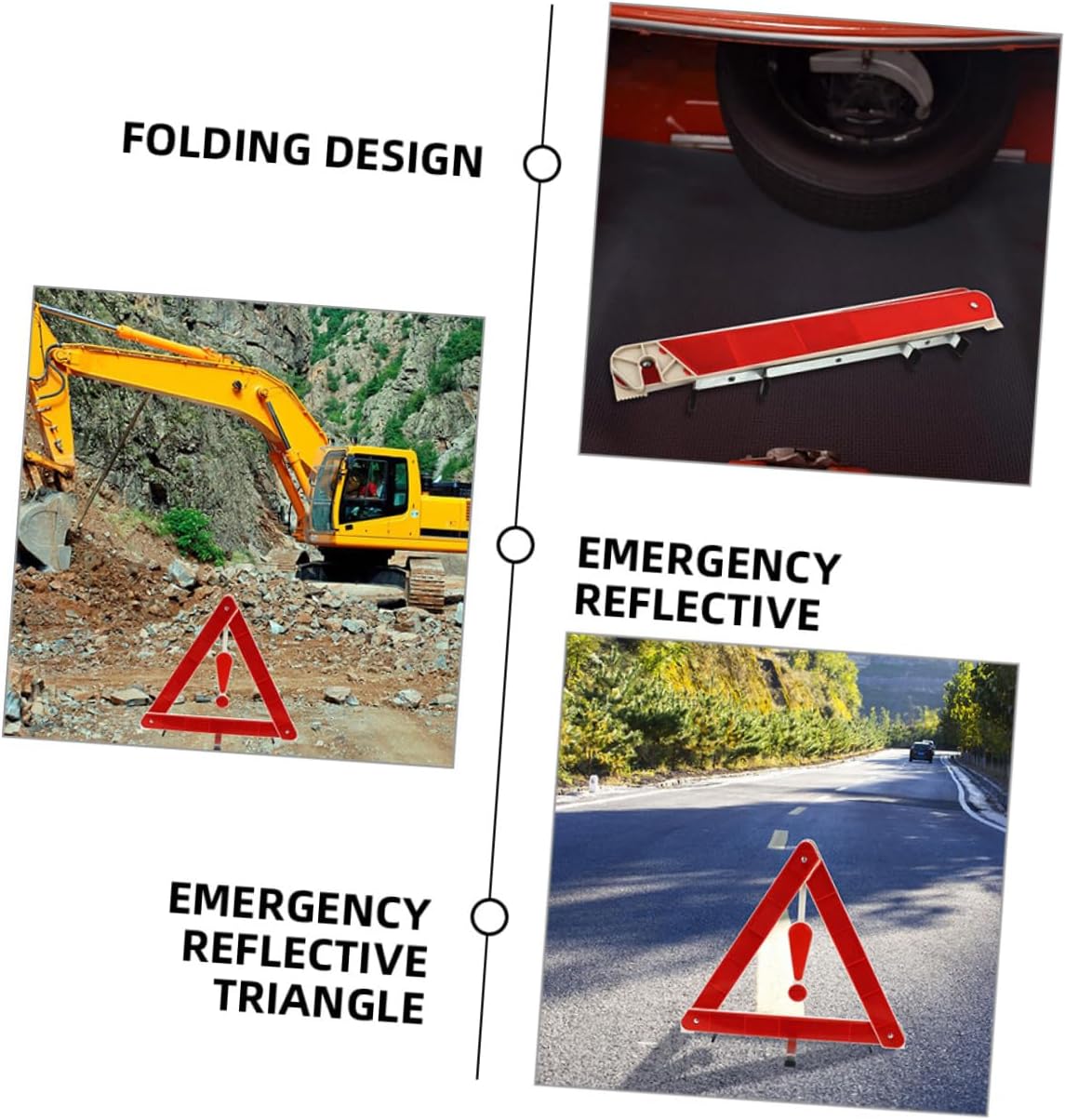 3pcs Triangle Warning Sign Foldable PVC ABS Plastic for Car Vehicles