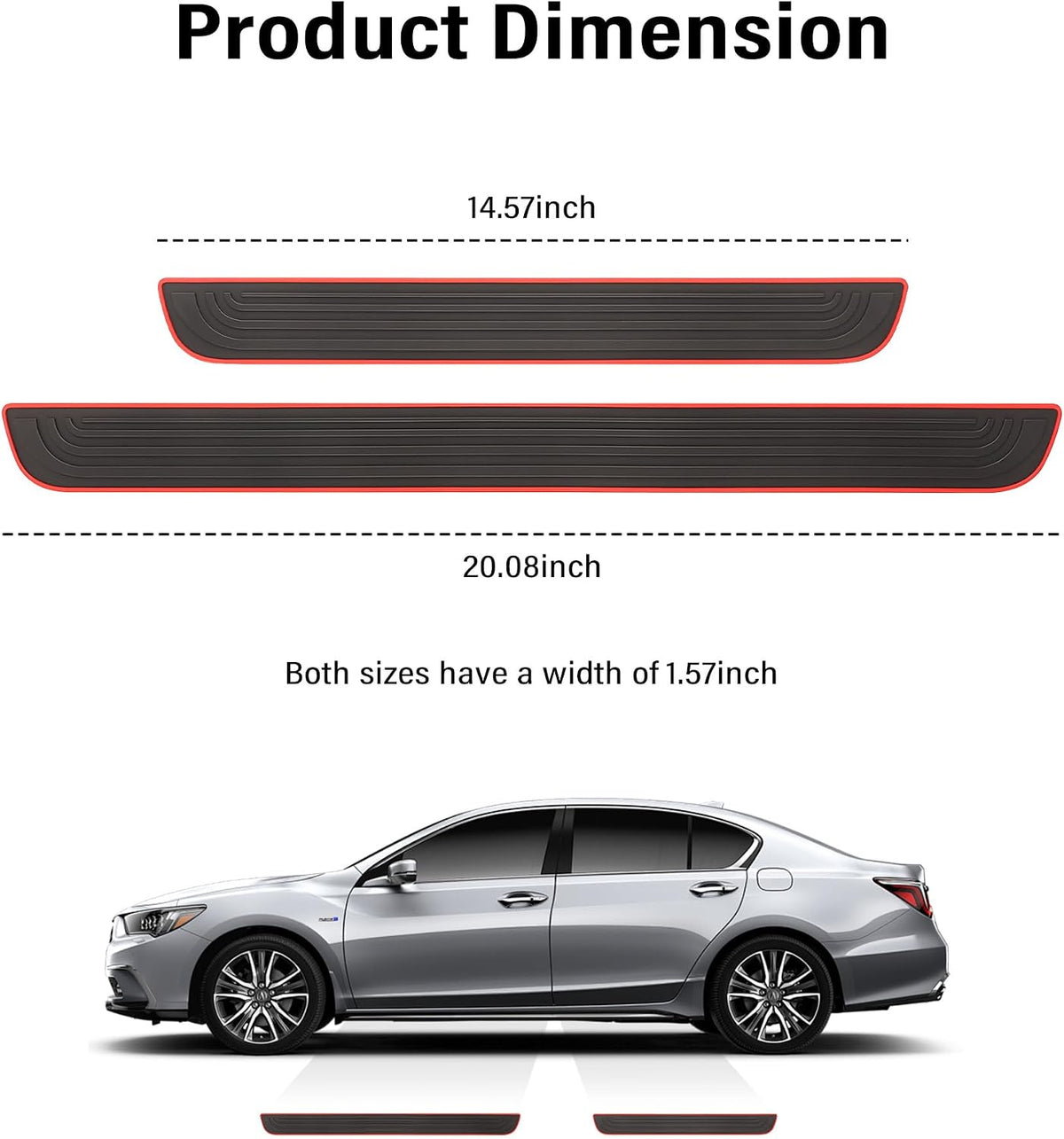 4PCS Car Door Sill Protector,Anti-Scratch & Waterproof Car Door Sills Scratch Protection,Universal Car Exterior Accessories Automotive Door Entry Guard for Car,Truck,SUV (Black Red, Width 1.57")