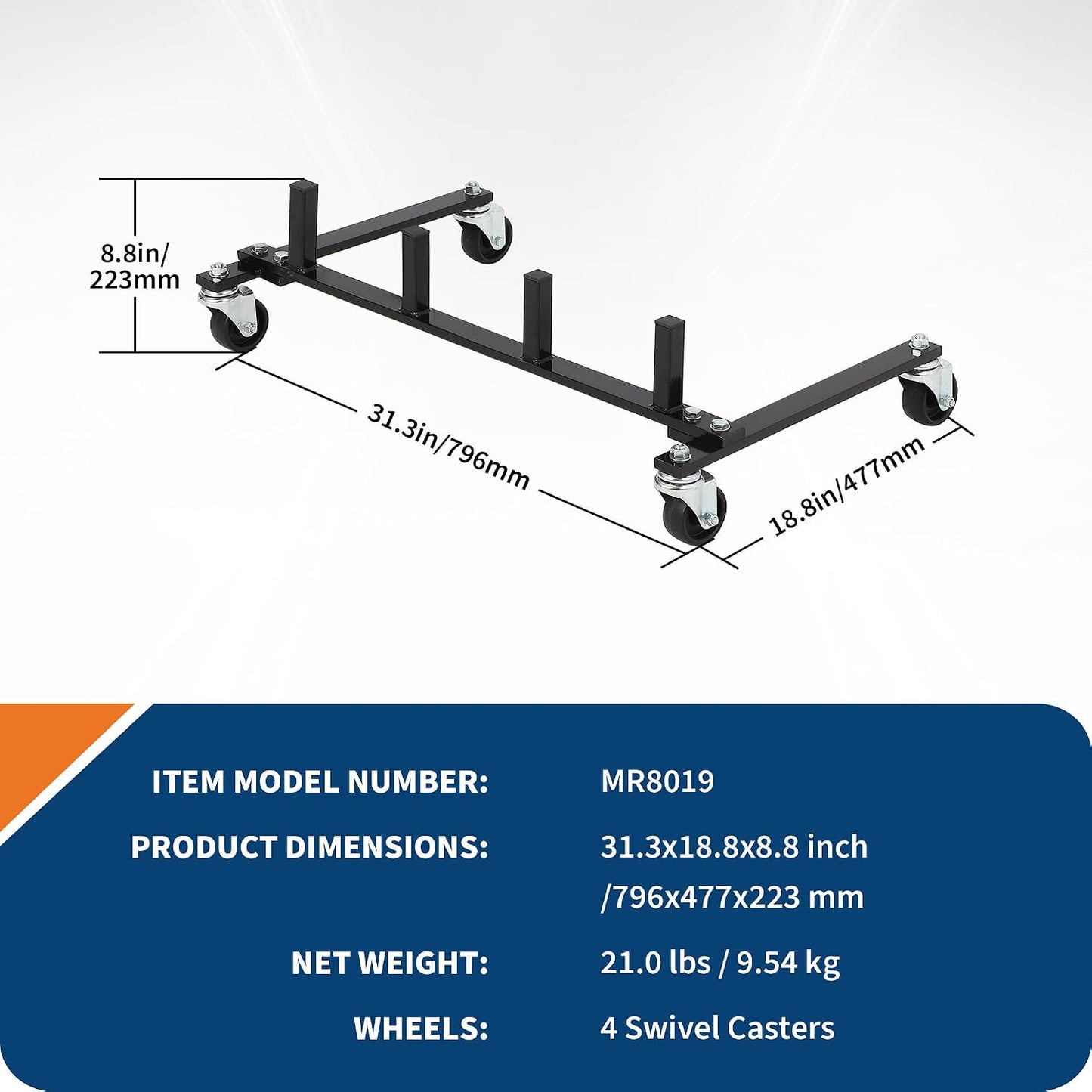 Heavy-Duty Car Dolly Storage Rack with 360° Swivel Casters, 4-Wheel Dolly Holder for Universal Fit, Jack Stand Organizer for Garage and Auto Shop, Durable Workshop Solution