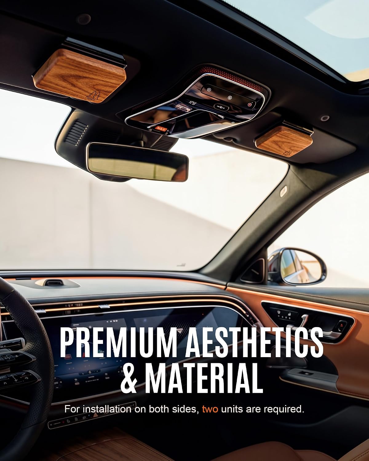 Natural Wooden Car Air Freshener for Visor Clip- Natural Teak/Cabana/Amber Scents, Long-Lasting Odor Eliminator with Metal Clip, 3 Refillable Wood Chips for Cars/Trucks/SUVs