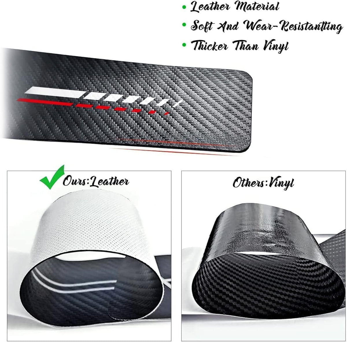 4Pcs Door Sill Plate Protectors Compatible with Dodge Challenger Durango SRT 345 Car Accessories, Carbon Fiber Leather Door Sill Stickers for Dodge 345 Auto Accessories