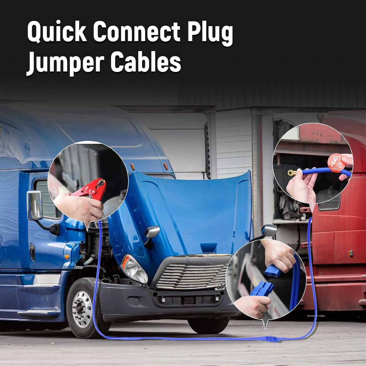 TOPDC Quick Connect Heavy Duty Jumper Cables, 1 Gauge, 30 Feet, 800A