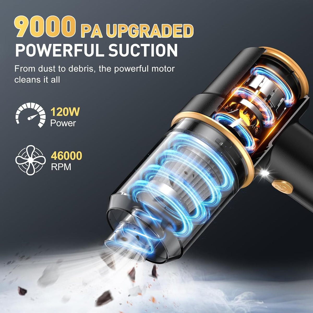 Handheld Car Vacuum Cleaner, 9000PA Hand Held Vacuum Cleaner & Air Duster