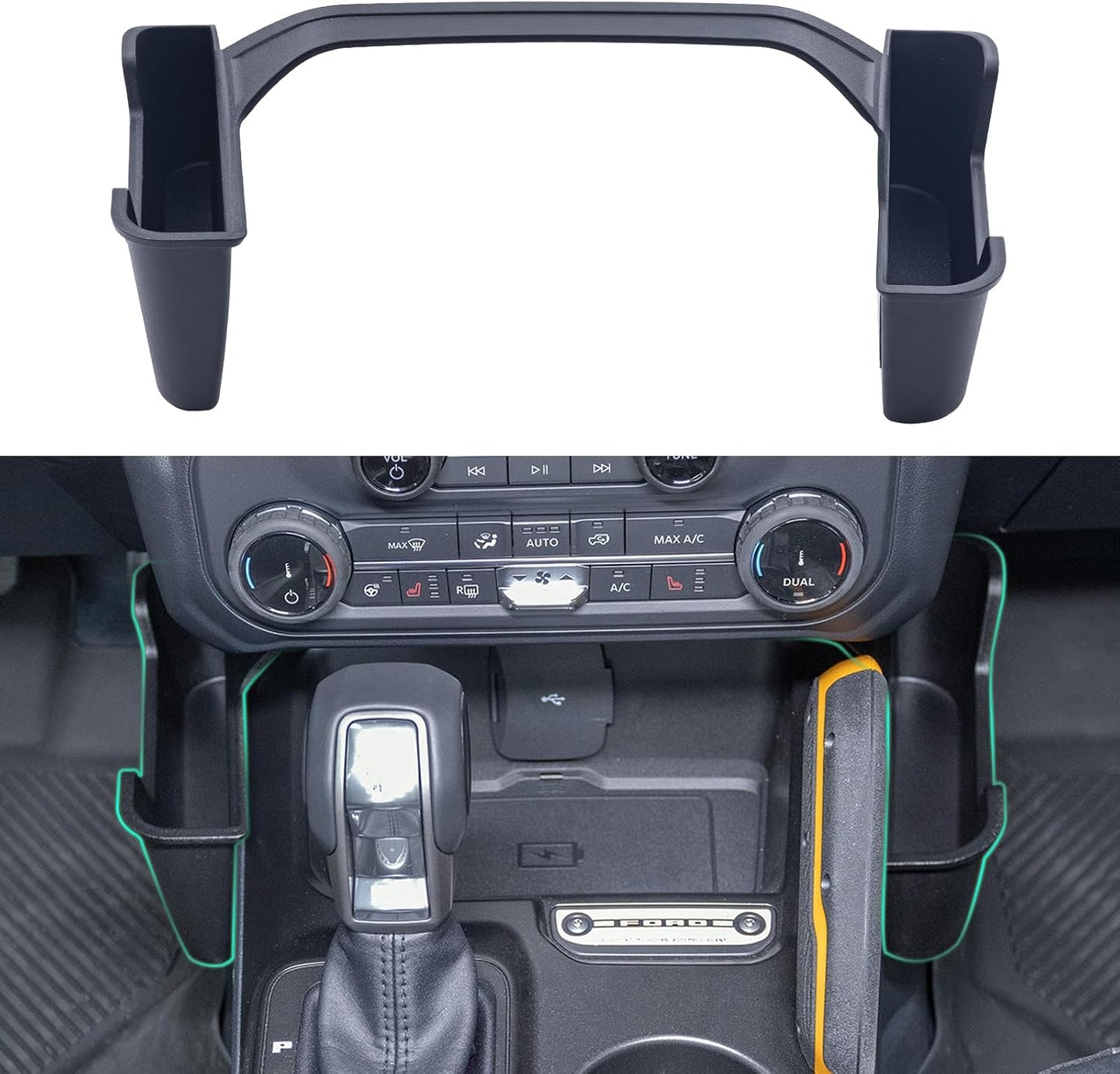 TOPINSTALL 2025+ Upgraded Tray Compatible with Ford Bronco 2025 2026 4-Door Automatic Transmission, Full Size Bronco Console Organizer (NOT for Manual & 2-Door & Sport Model)