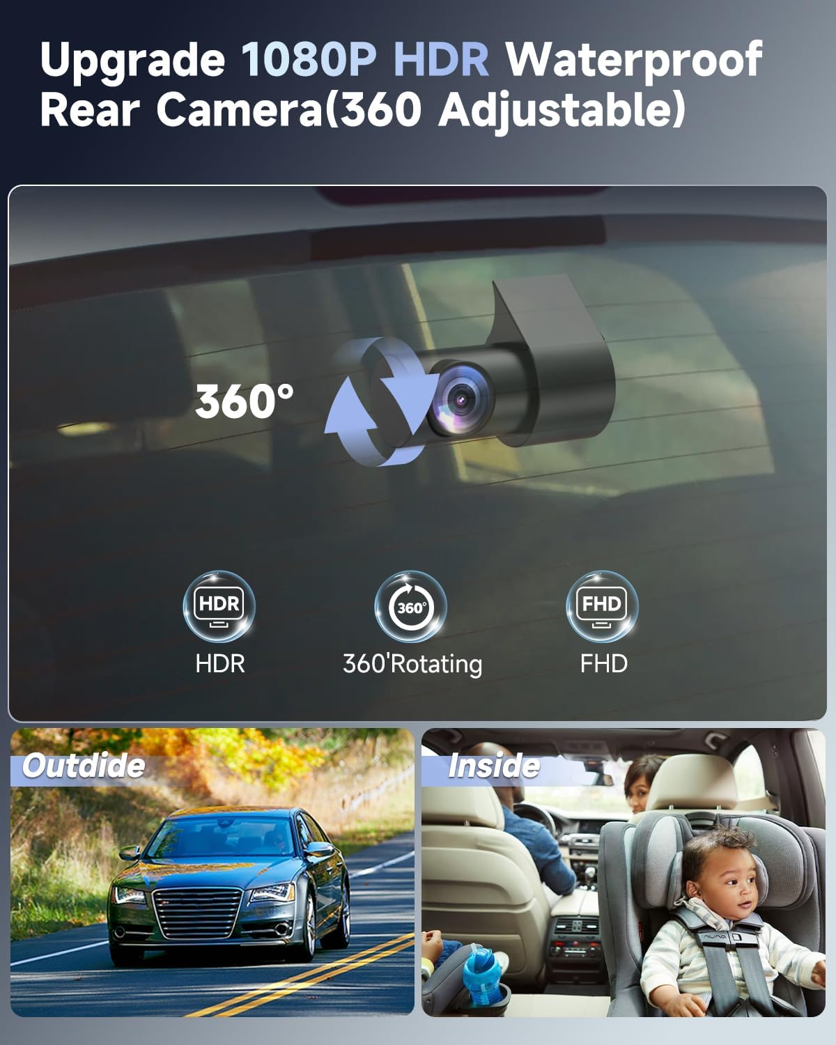 F8 4K Dash Cam Front and Rear, 170° Wide Angle Dshcam Front and Rear Camera with 64GB Card, 5G WiFi & App Control, WDR/HDR Night Vision, 24H Parking Mode, Loop Recording