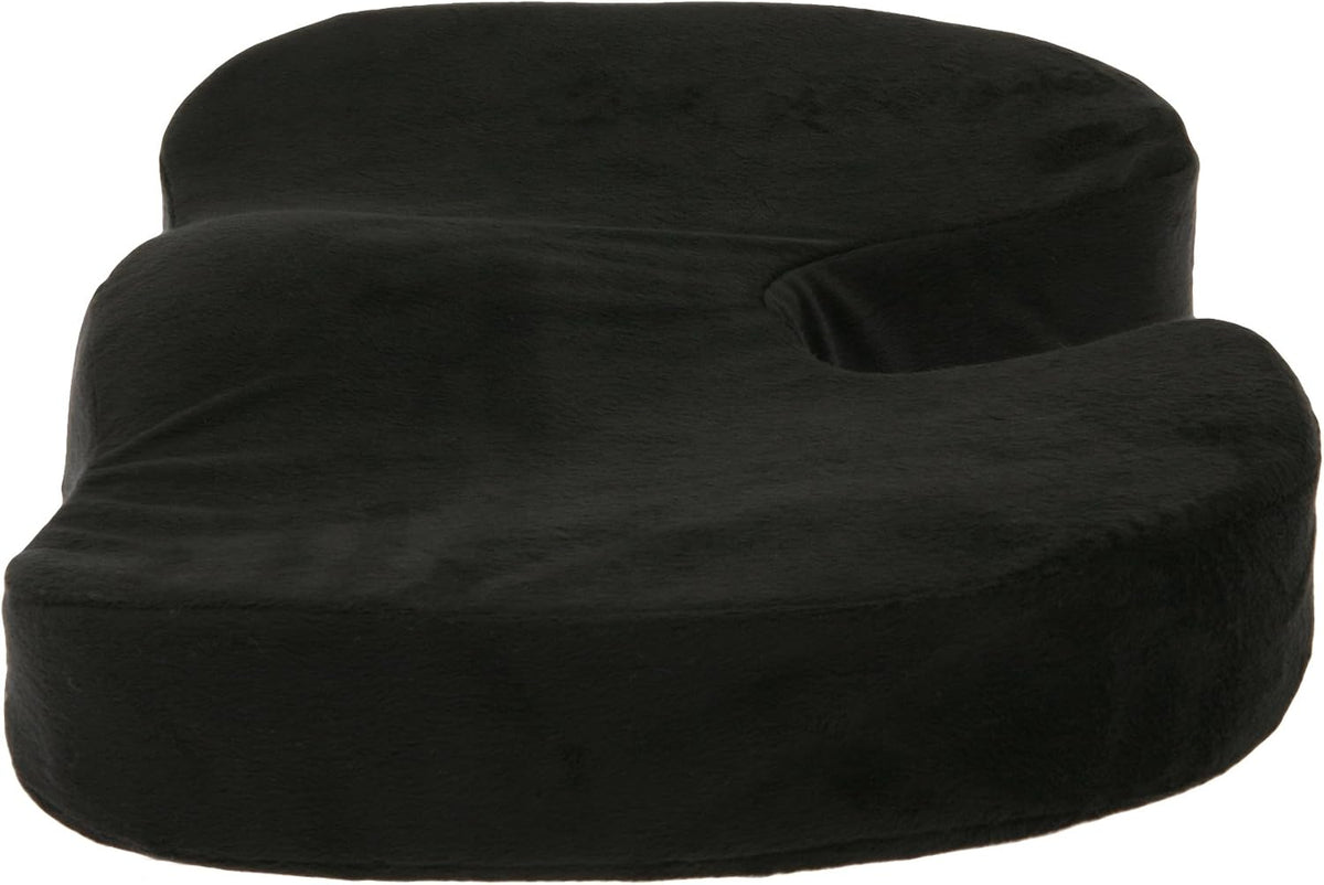 Deluxe Comfort Coccyx Orthopedic Memory Foam – Sciatica Relief – Tailbone Support – Great for Car or Office – Seat Cushion, Black