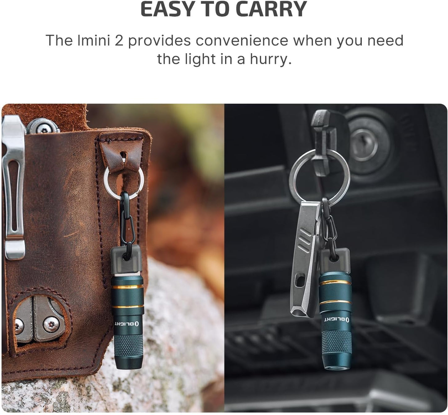 OLIGHT 2 Pack IMINI 2 EDC Rechargeable Keychain Flashlight, 50 Lumens Compact and Portable Mini LED Keyring Lights with Built-in Battery Ideal for Everyday Carry and Emergencies（Black+Dream Blue）