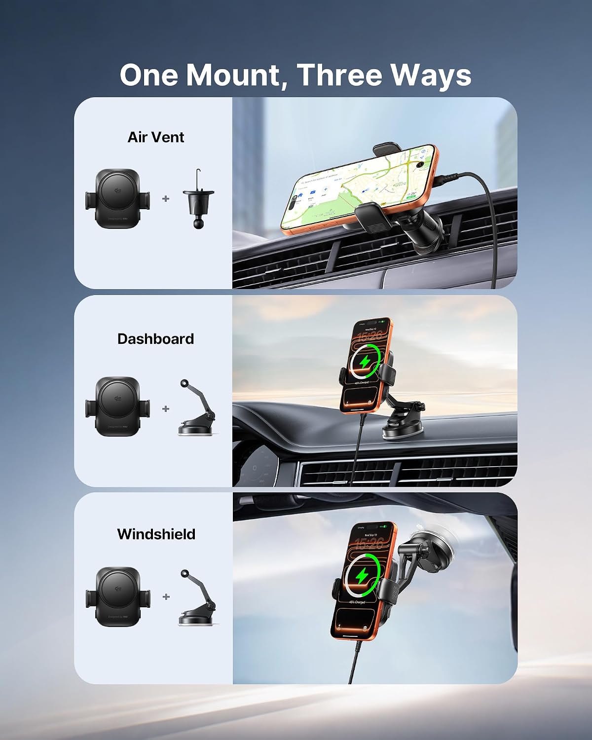 INIU MagSafe Car Mount Charger, Original Qi2.2 Certified 25W Fast Charging