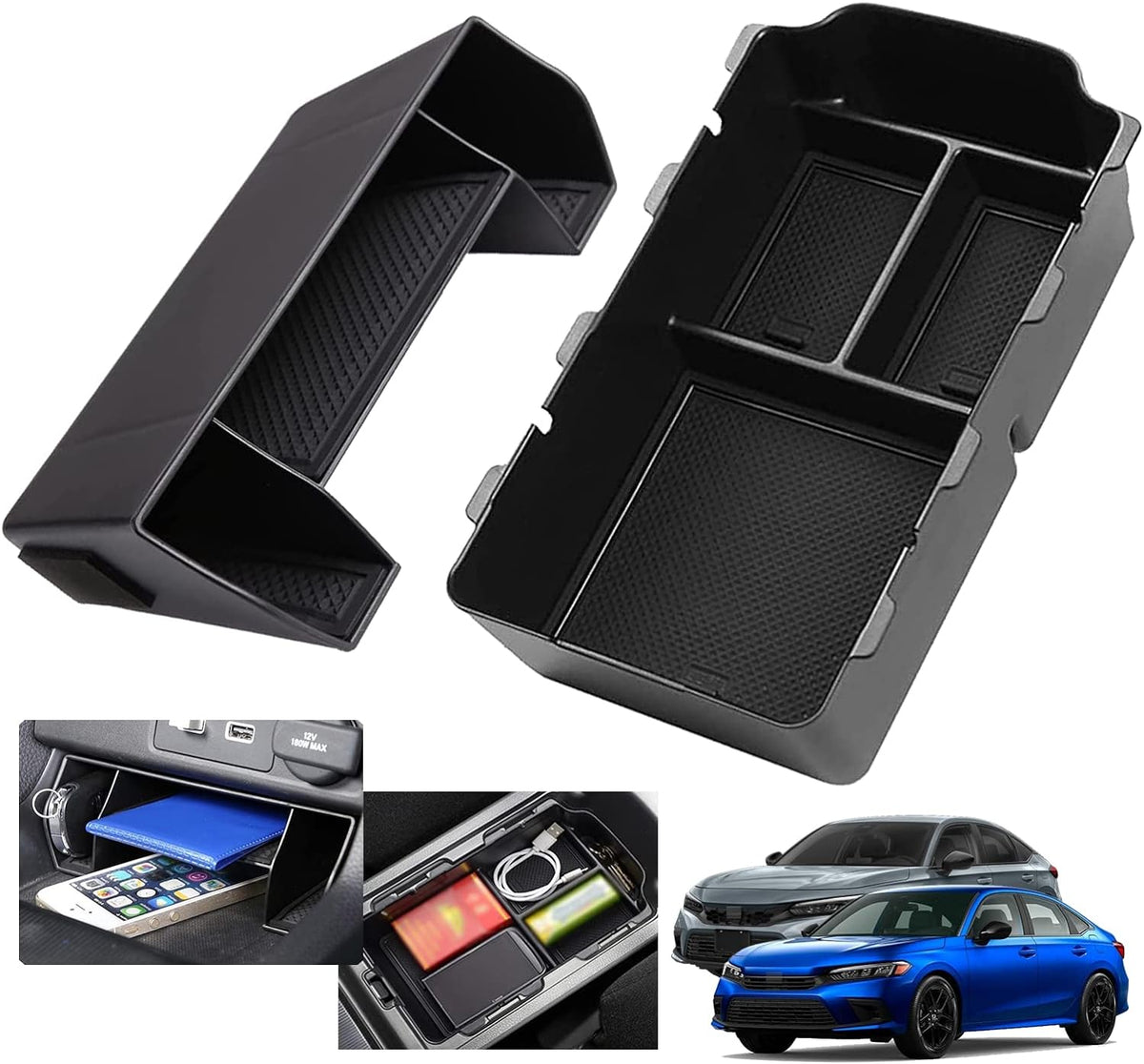 for Honda Civic 2024 2025 2026 Center Console Organizer Tray(2pcs)