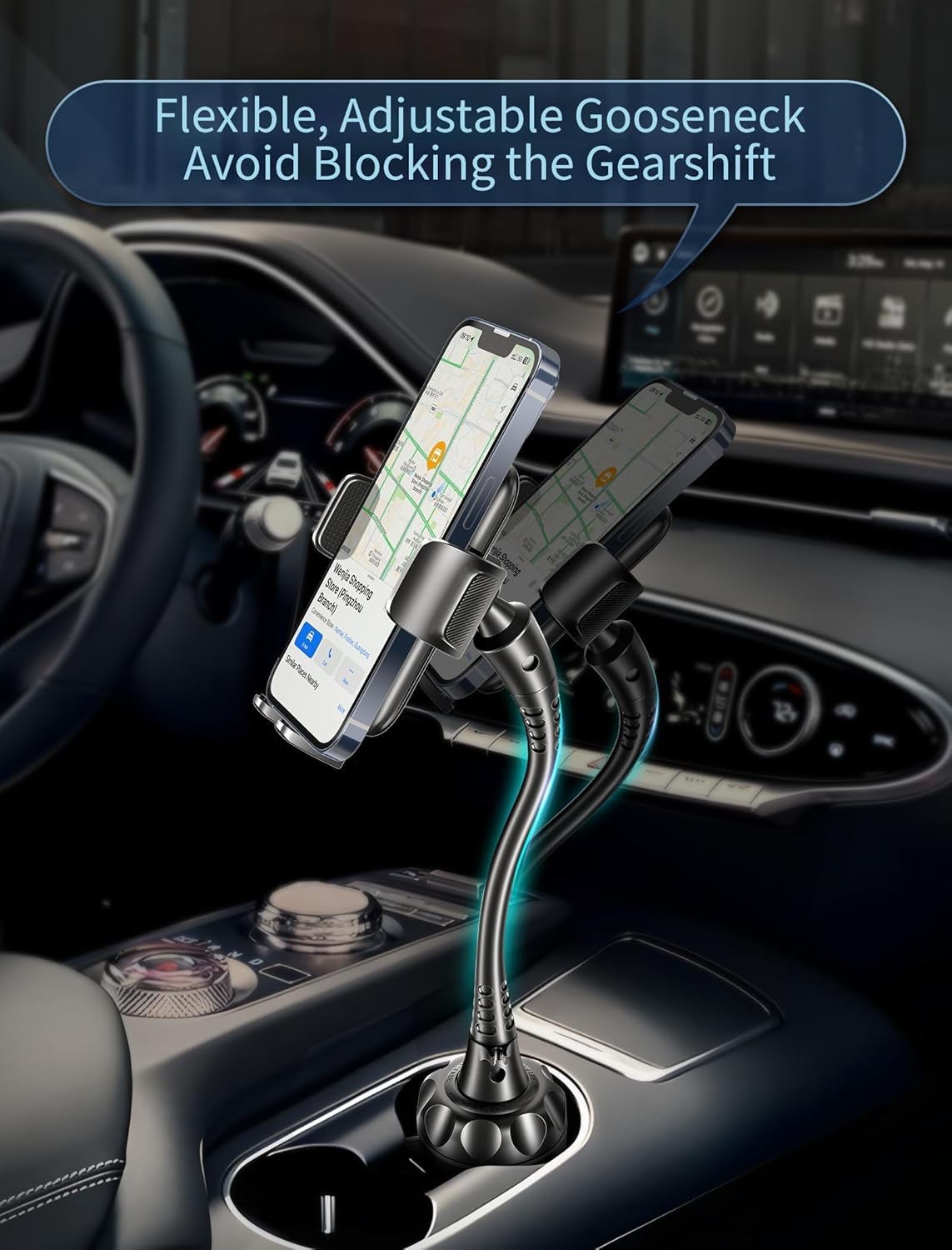 [Upgraded] Cup Holder Phone Holder for Car, Phone Mount Universal Adjustable Gooseneck Cup Holder Cradle Car Mount for Cell Phone iPhone 14,Samsung,LG (Black)