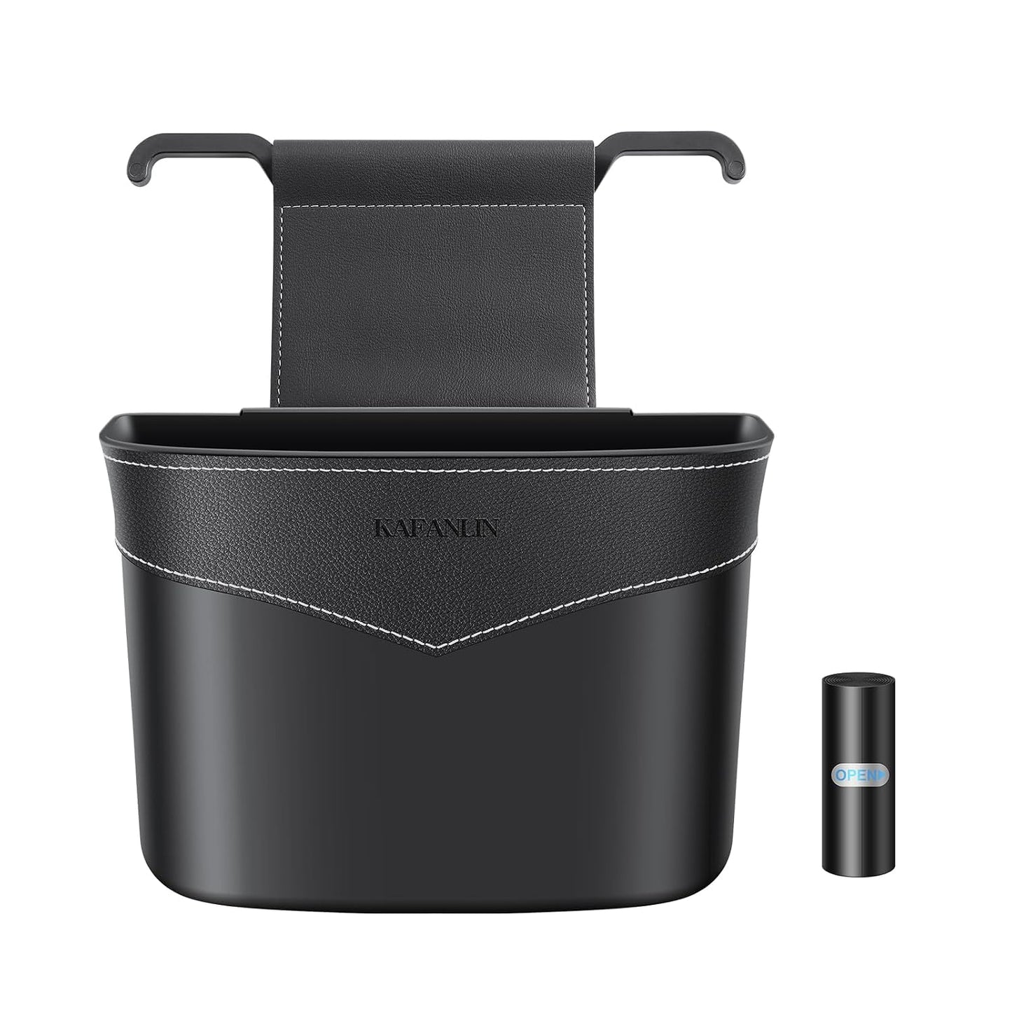 Car Trash Can Mini Trash Bin Garbage Organizer with Plastic Trash Bag Automotive Small Garbage Bin for Home Office Auto Vehicle Car Door Front Back Seat Storage Accessories (hook trash can)