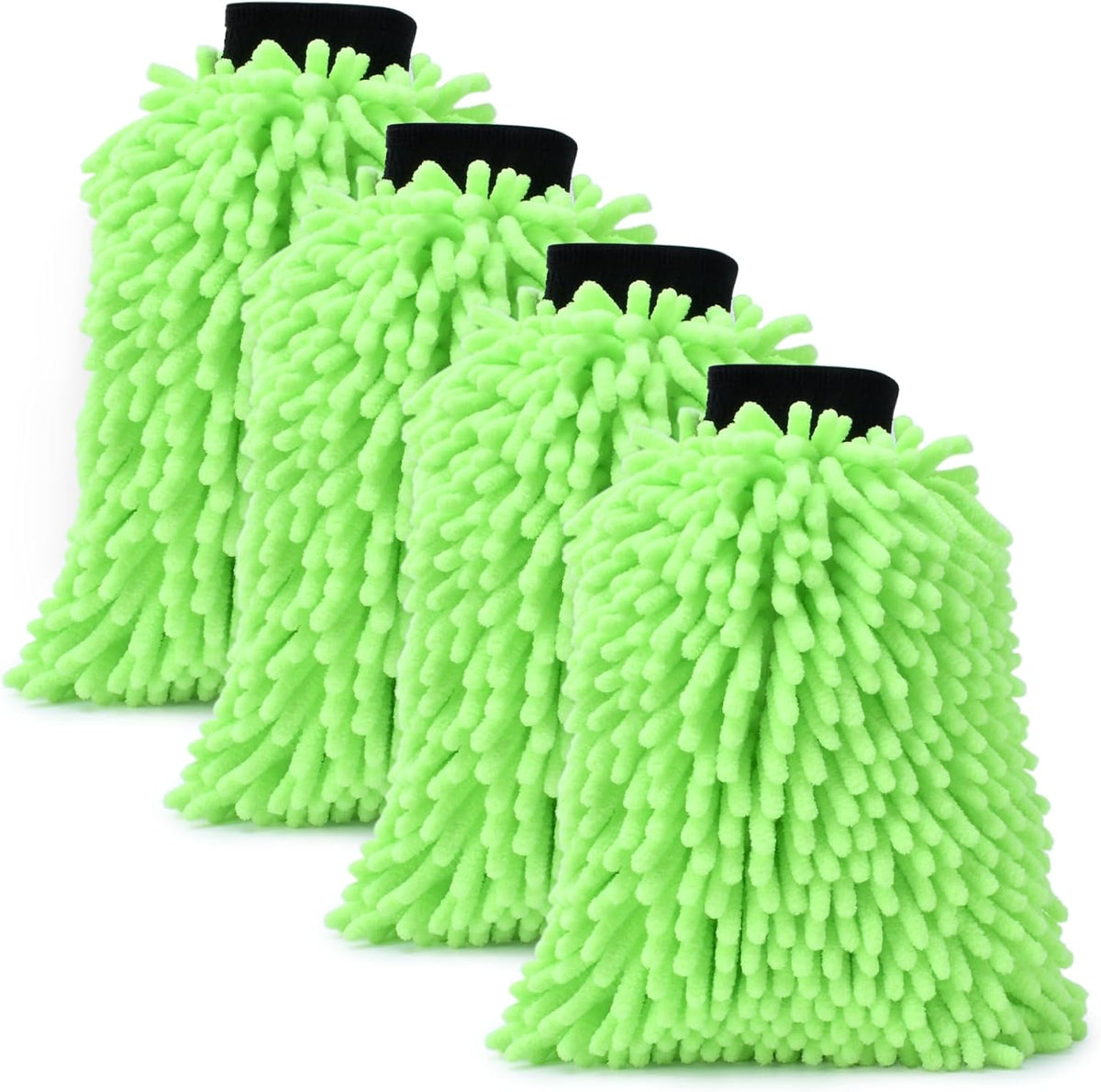 4Pcs Car Wash Mitt Microfiber Gloves Chenille Material Microfiber Towels for Car Washing Supplies Kit Scratch Free Cleaning Gray + Sky Blue