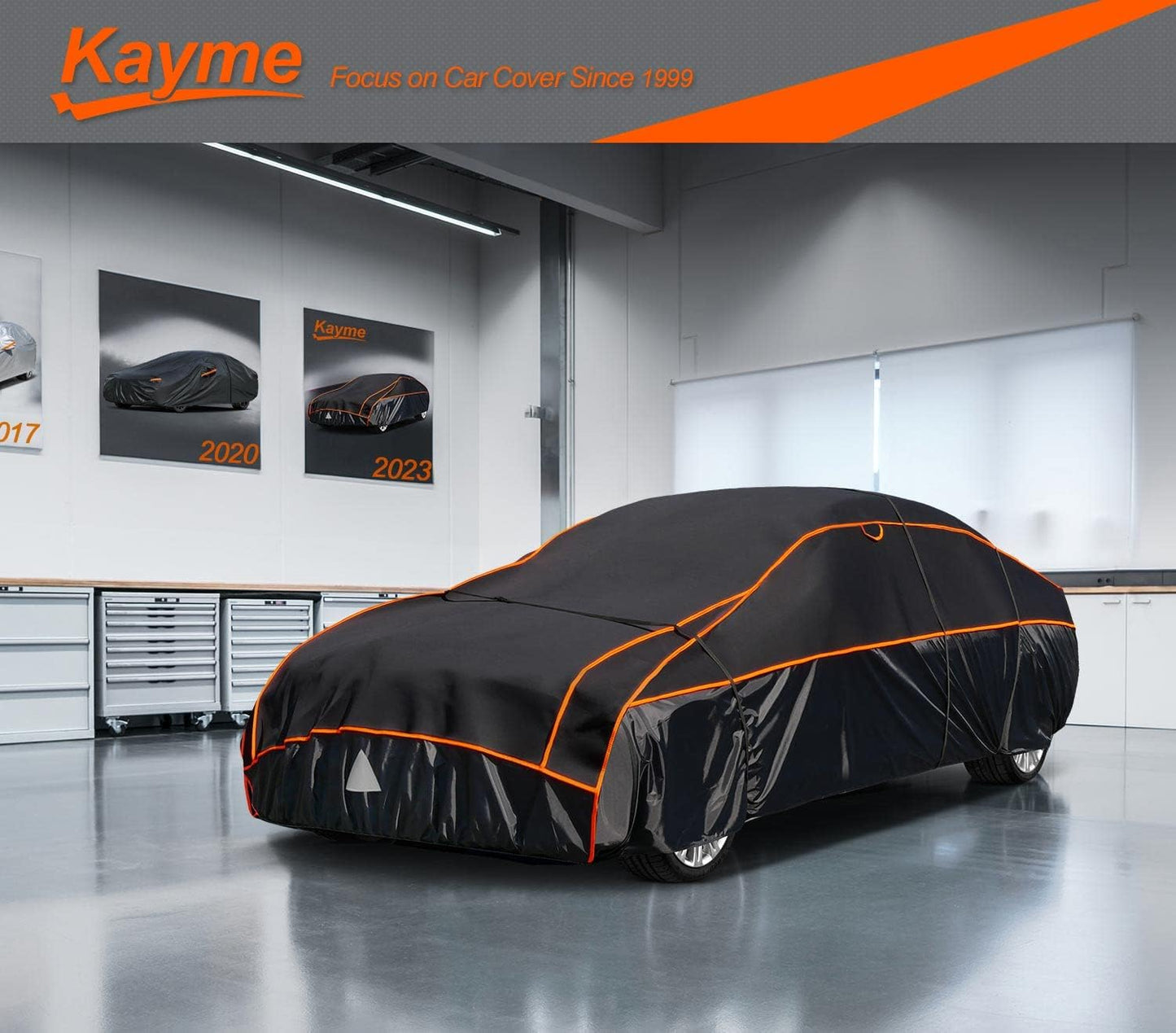 Kayme Hail Protector Car Cover，Anti Hail Thickened Multi-Layered EVA Car Cover Waterproof All Weather with Wind Straps, Outdoor Hail Protection Cover, Fits Sedan/Coupe 186-193 Inch Vehicles