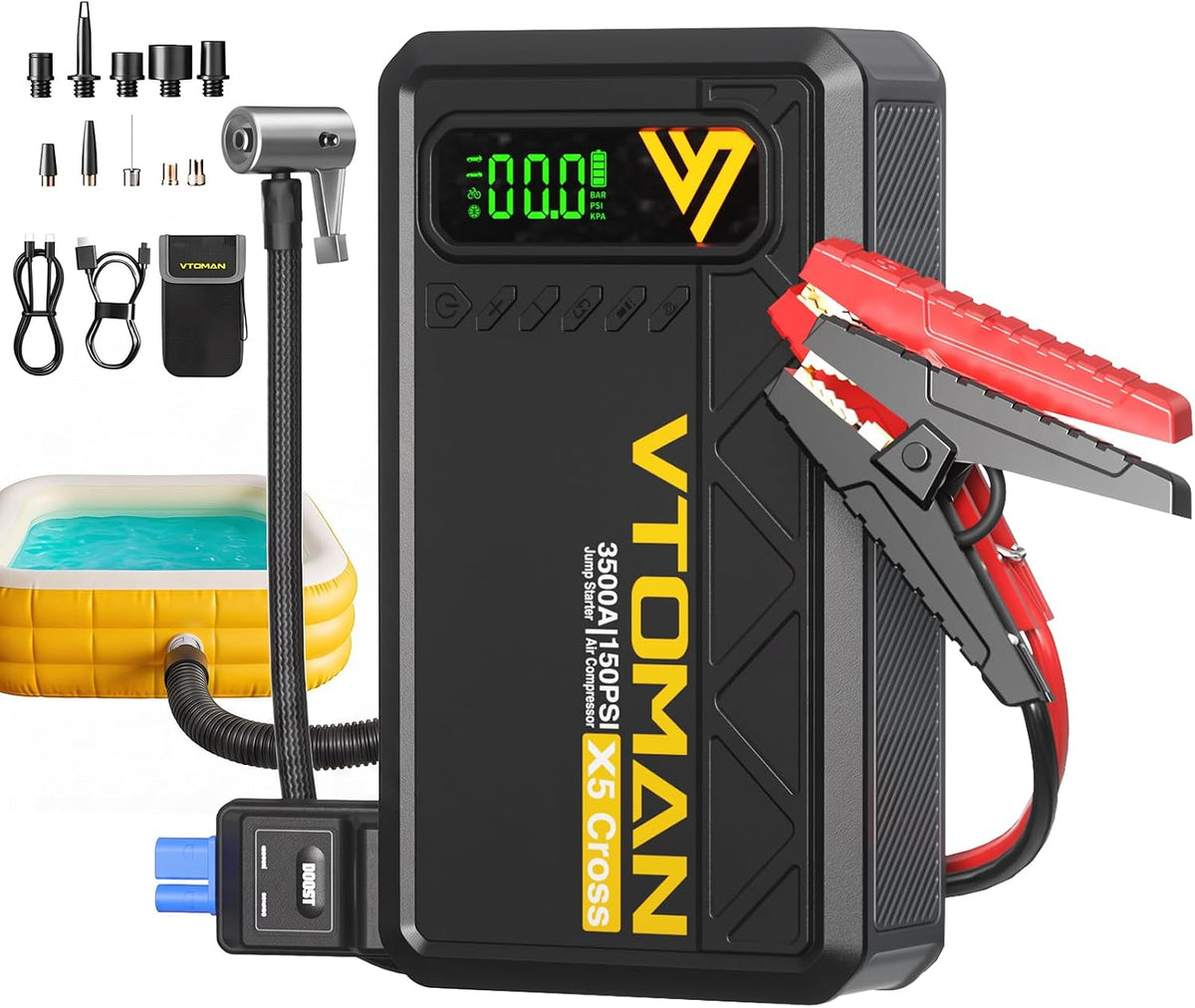 VTOMAN X5 Cross 3500A Jump Starter with Air Compressor, Car Battery Jumper