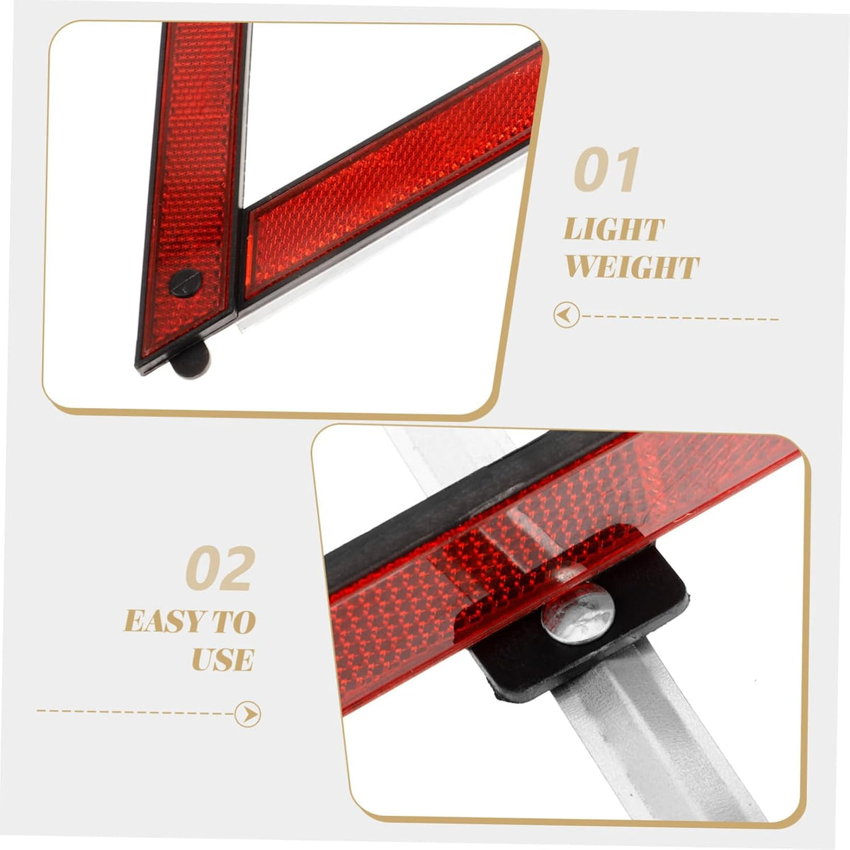 3pcs Safety Reflective Triangles Durable Plastic Road Warning Sign
