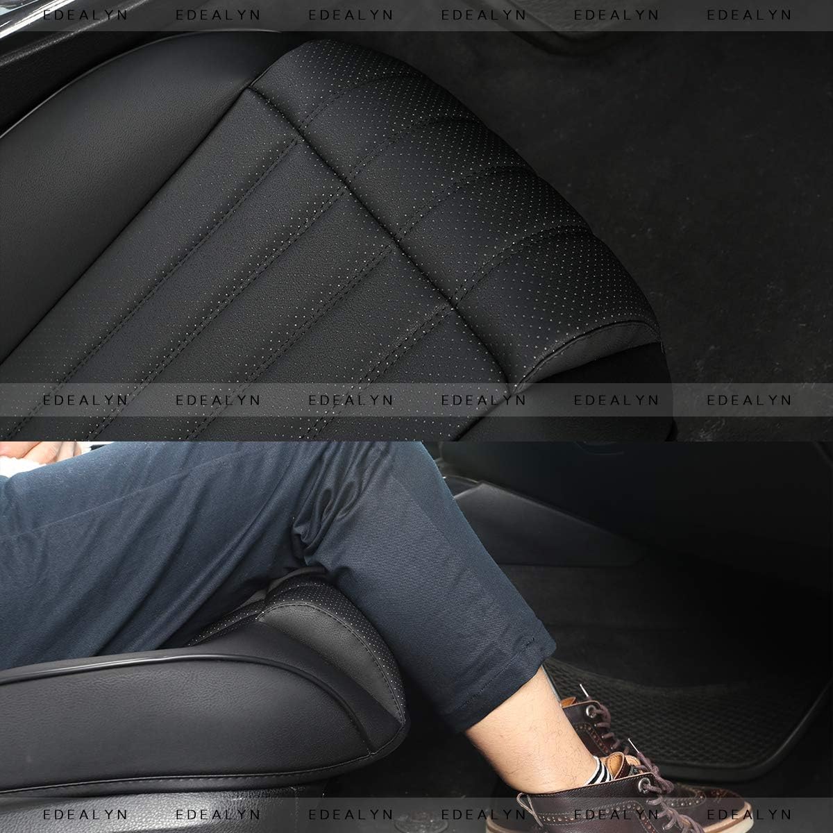 1 PCS Car Seat Cover PU Leather Auto Bottom Seat Protector Cover with Comfort Leg Support Pillow Fit Most Front Driver Seat Width20.86 by deep 20.86 inches (Taupe with Leg Rest)