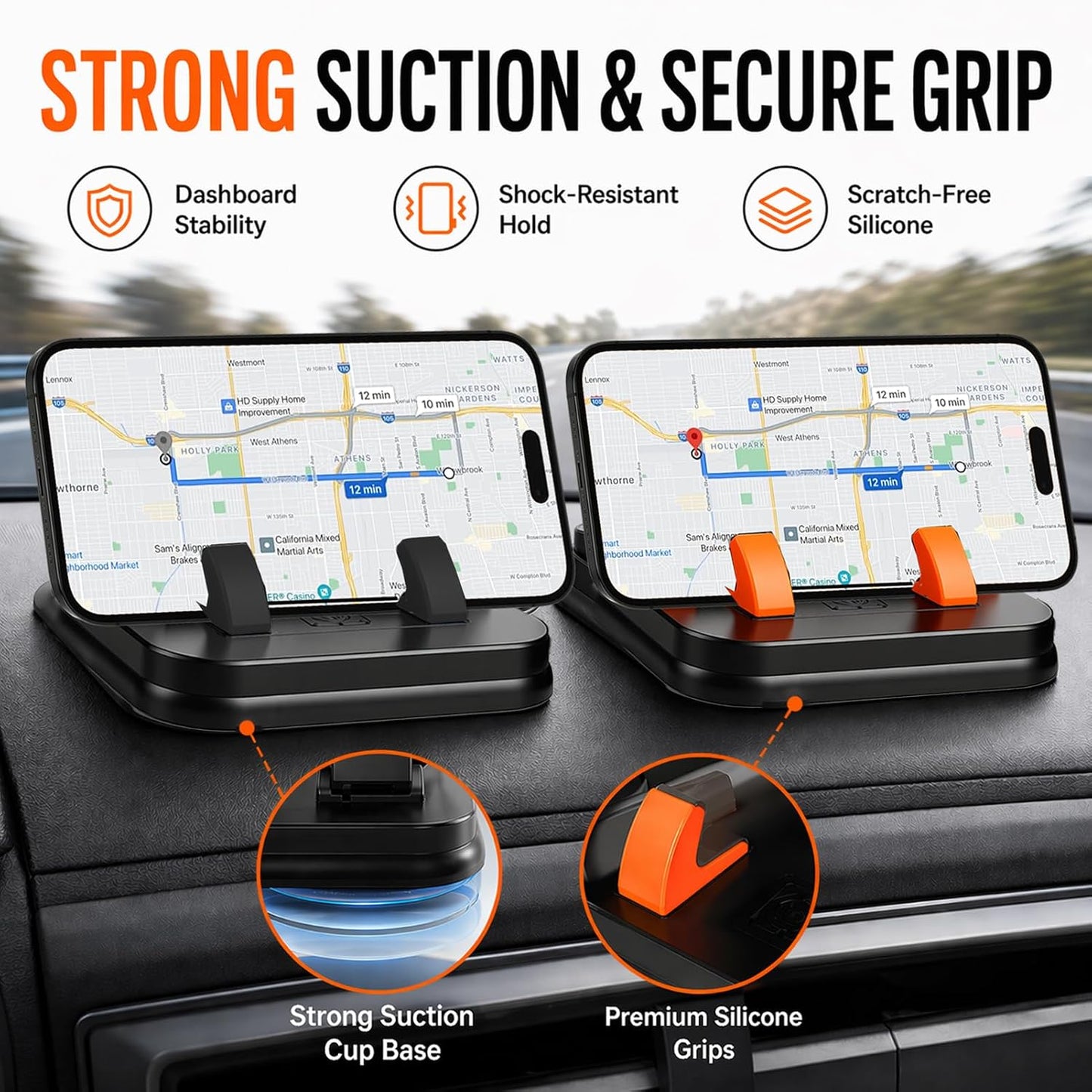 2 PCS Car Phone Holder 360 Degree Rotation,360 Phone Holder Rotating Car,Degree Holder,360 Dashboard Phone Holder,Phone Holders For Your Car Dashboard; Horizontal And Vertical Angles Are Adjustable