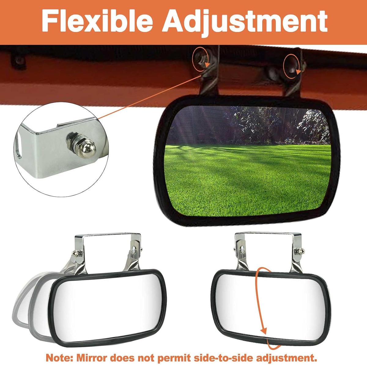 8" x 4" Stainless Steel Convex Rear View Mirror with U-Bracket for Tractors