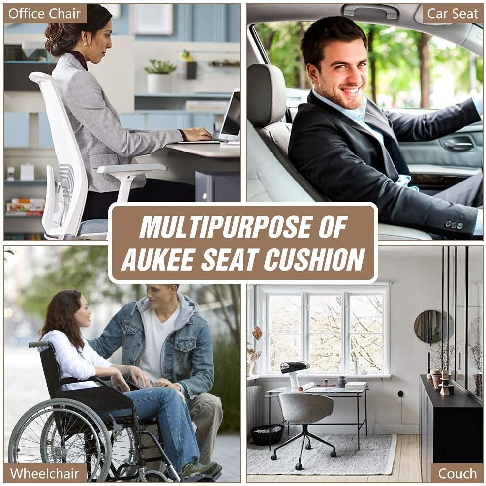 MYFAMIREA Car Seat Cushion Pad 1.2" Thick Comfort Seat Protector for Car Driver Seat Office Chair Home Use Memory Foam Seat Cushion with Non Slip Bottom, 20'' x 18.5'', Black