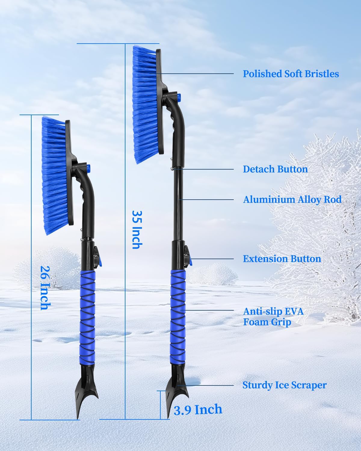 35'' Snow Brush and Ice Scraper for Car Windshield