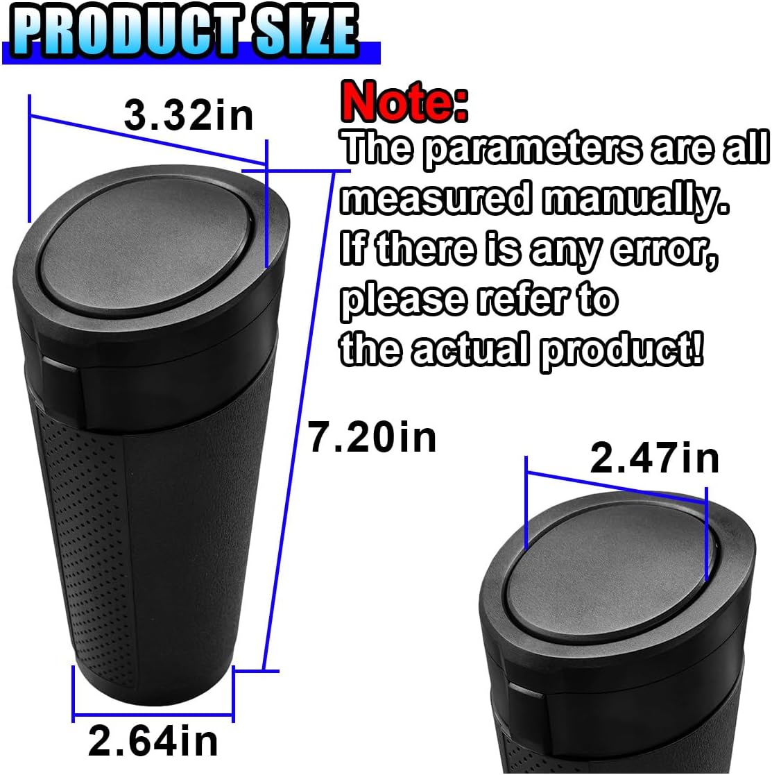 Car Trash Can Bin with Lid, Leakproof Automotive Side Door Garbage Can, Mini Vehicle Cup Holder Trash Bin, Portable Auto Organizers & Storage Accessories for Car, Home, Office (2PCS/Black)