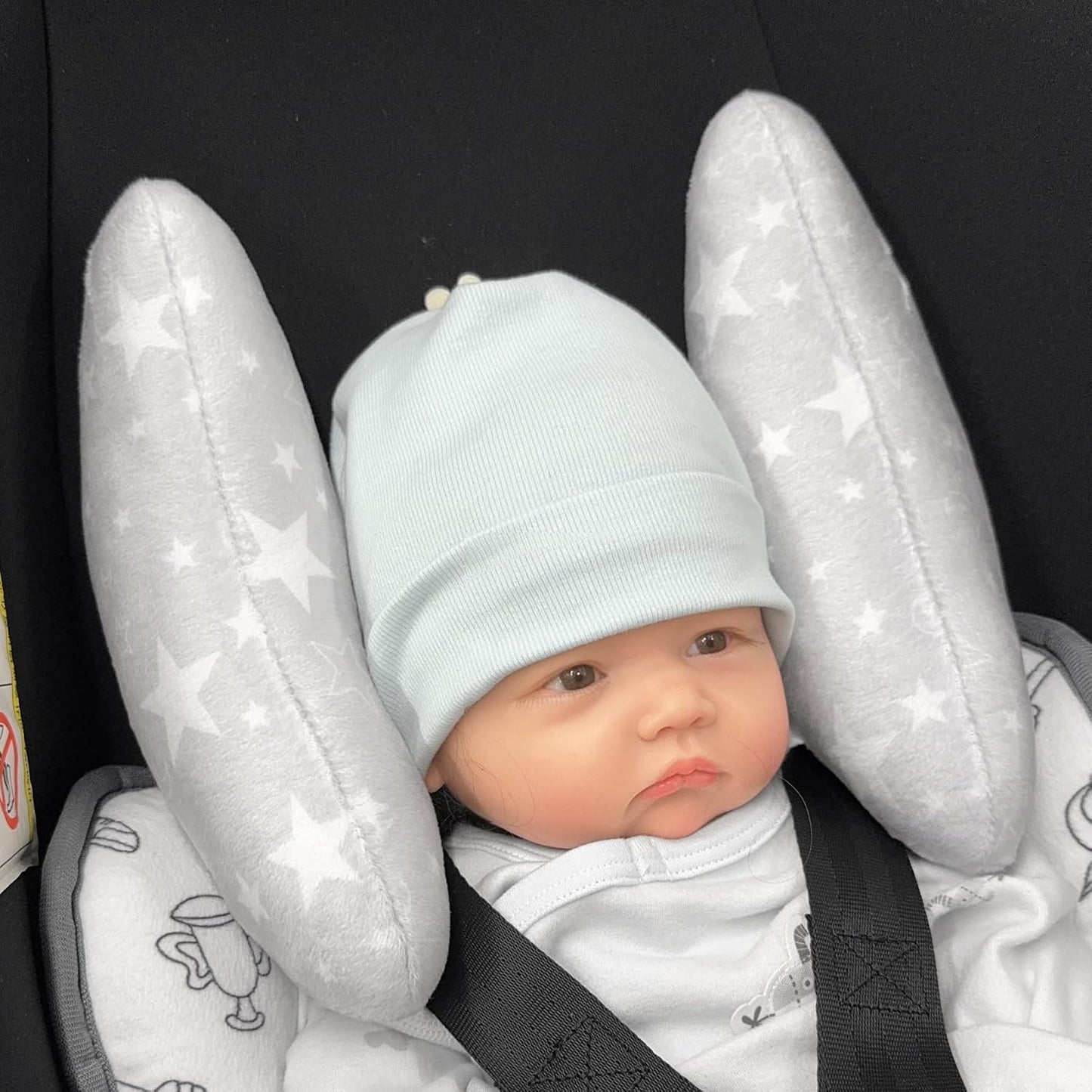 Infant Travel Pillow, Adjustable Baby Head Neck Support Cushion for Car Seat and Stroller - Comfortable and Lightweight Baby Travel Pillow, with Moon and Star Pattern