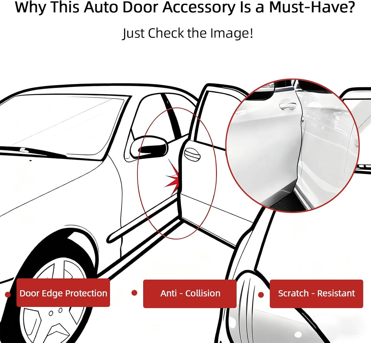 Self-Adhesive Car Door Edge Guards - U Channel Rubber Edge Trim for Metal Edge Protection, Fits Most Car Doors, Hatches, Lockers & Panels,10Ft