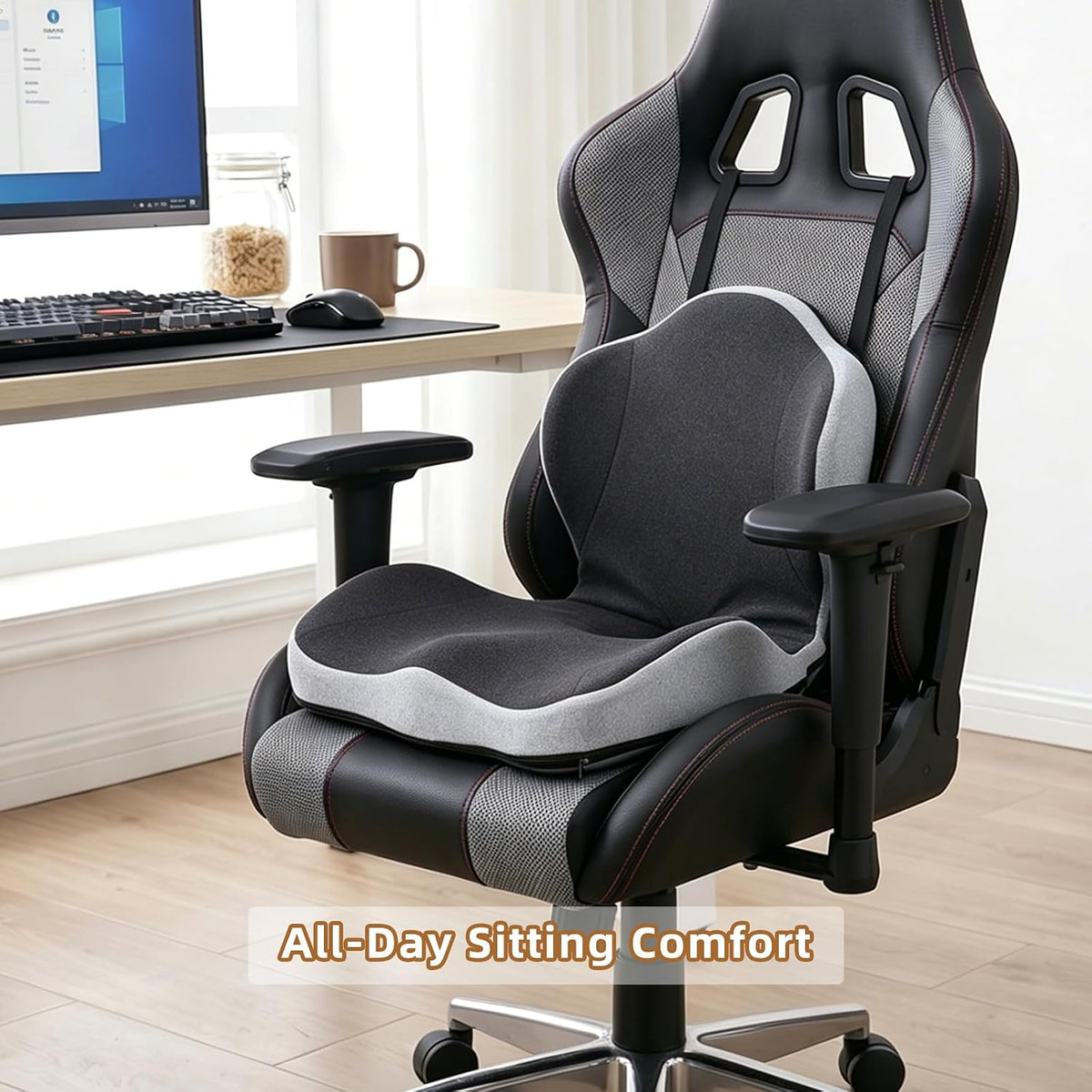 Dual-Layer Memory Foam Car Seat Cushions for Driving, with Lumbar Support