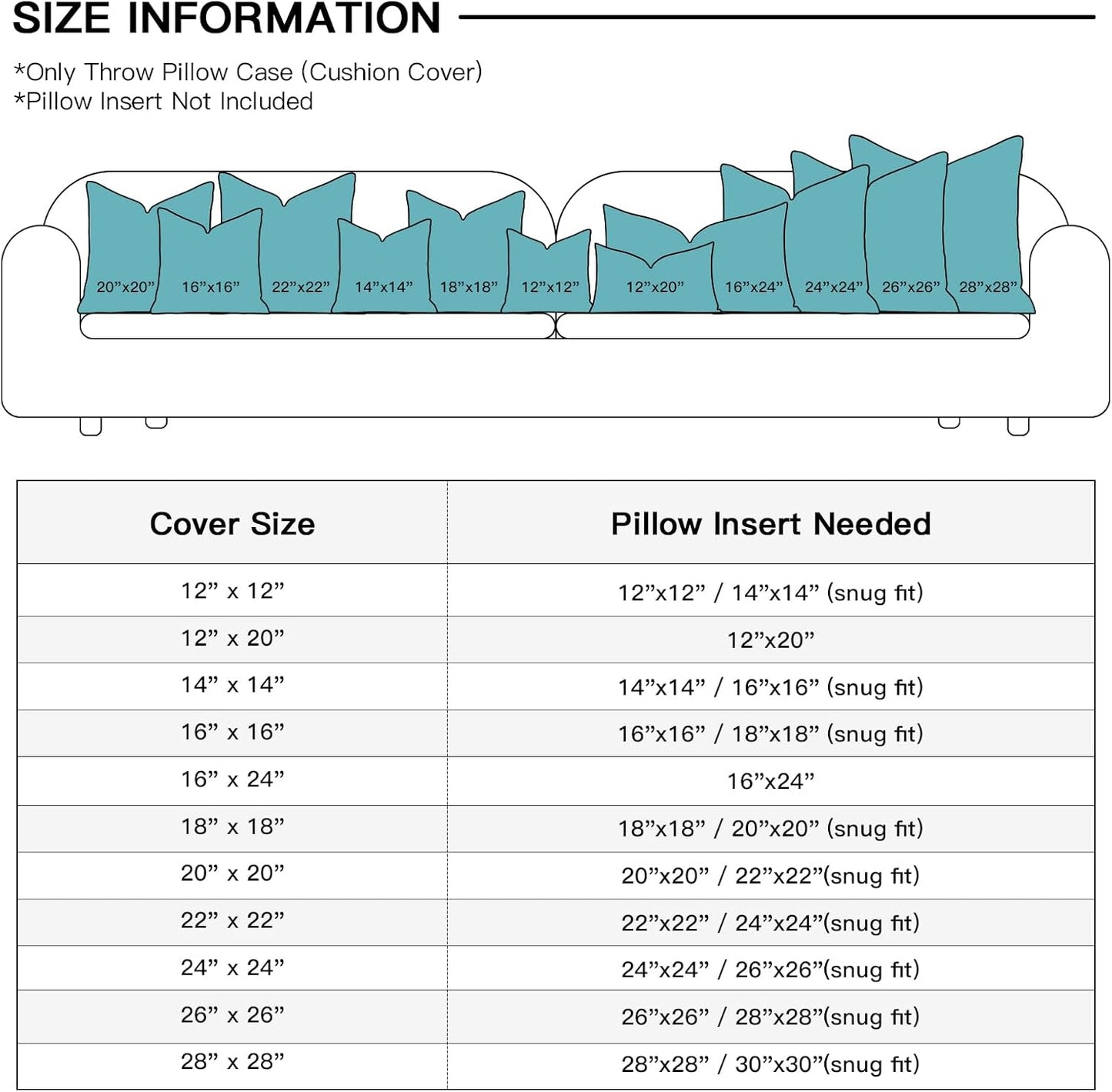 OTOSTAR Linen Throw Pillow Cover Set of 1 Decorative Square Pillowcases Cushion Covers 24x24 Inch for Home Decor Sofa Bedroom Car 60 x 60CM Turquoise