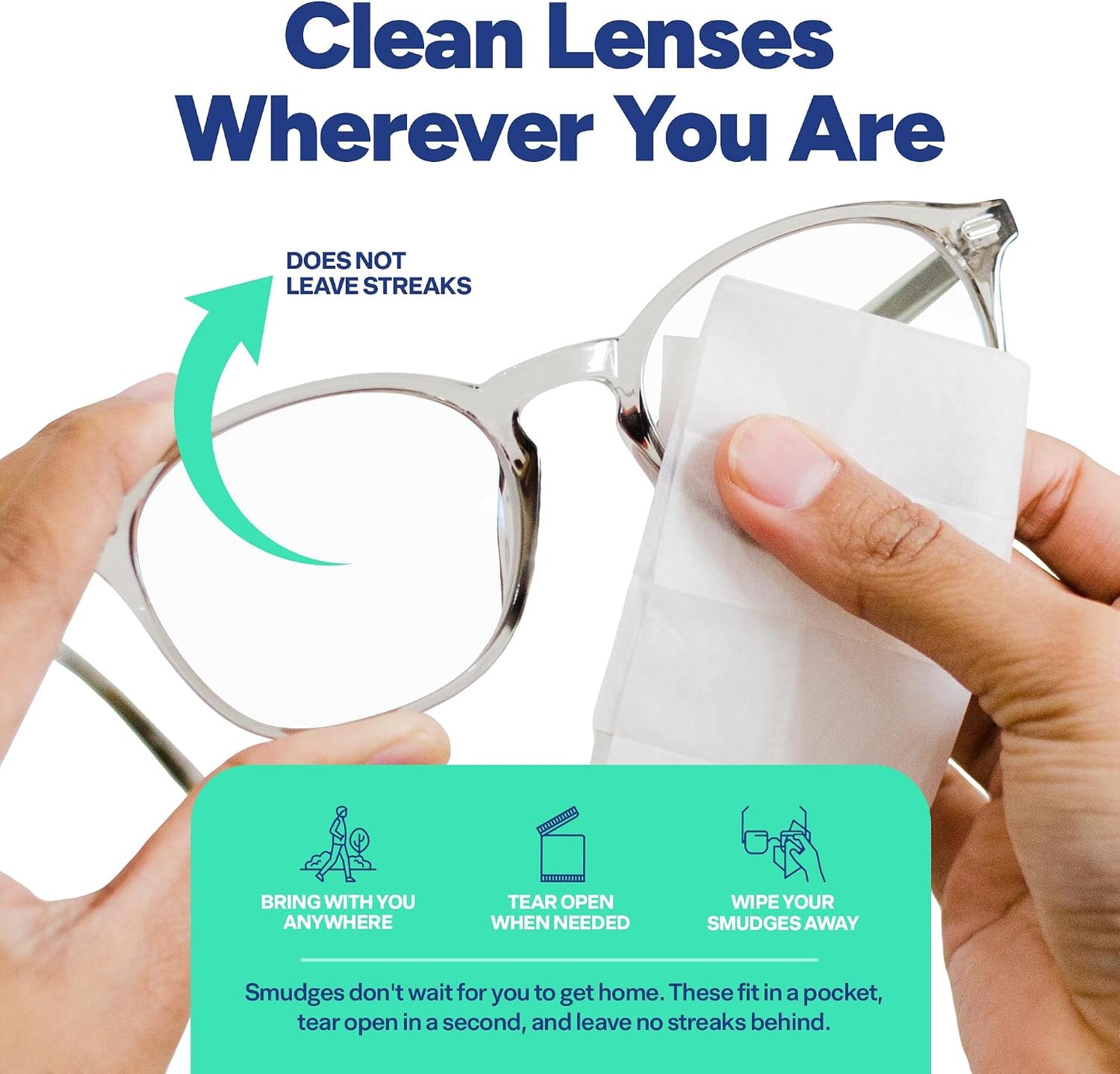 Stock Your Home Lens Wipes for Eyeglasses, 1000 Count – Pre-Moistened Individually Wrapped Glasses Cleaning Wipes, Streak-Free Multi-Surface Lens Cleaner