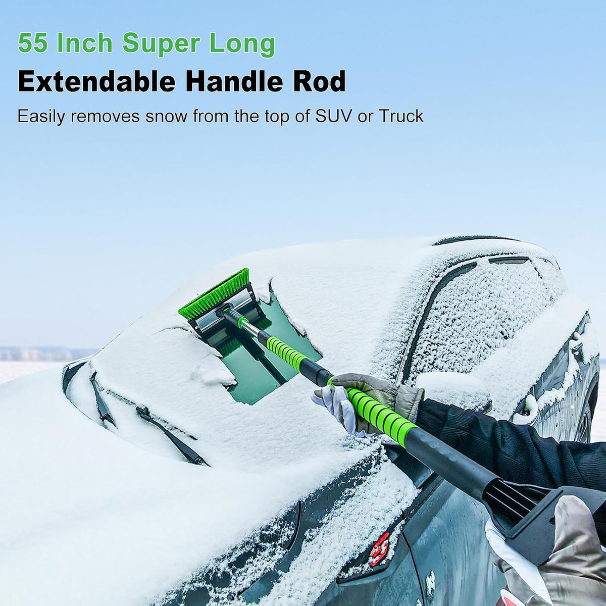 SEAAES 55 Inch Ice Scraper and Snow Brush with Squeegee for Truck SUV