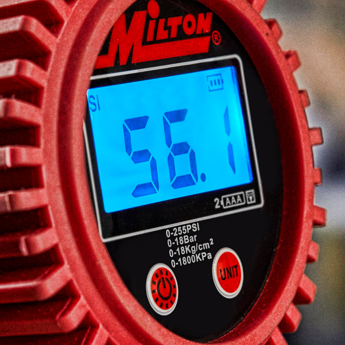 Heavy-Duty Digital Tire Pressure Gauge with Inflator, Clip-on Air Chuck, 20” Air Hose, Easy to Read 0.1 Display, Pistol Grip Handle, Max 255 PSI, 1/4" NPT, Assembled in USA