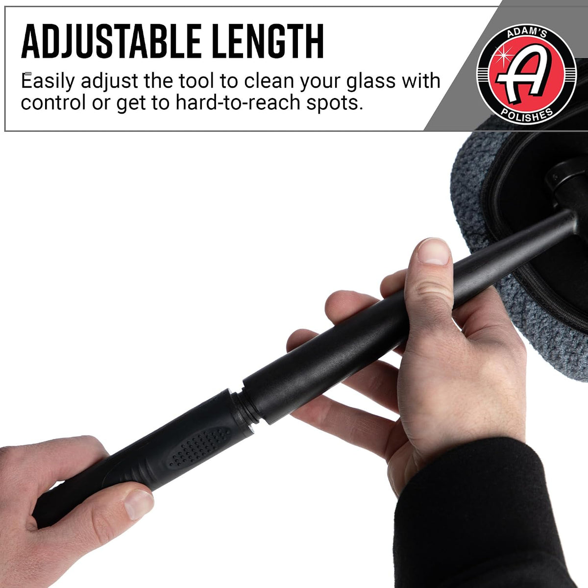 Adam's Polishes Windshield Cleaning Tool - Car Interior Window Glass Wand Accessory with 3 Microfiber Pads & Extendable Handle for Removing Dust, Moisture, Haze, Defrosting, Etc.