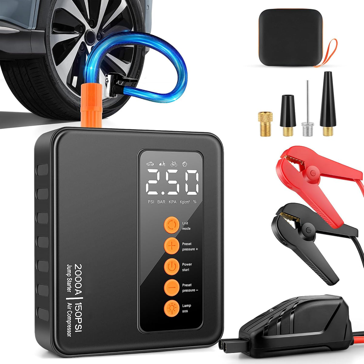 Car Jump Starter 2000A with Tire Inflator