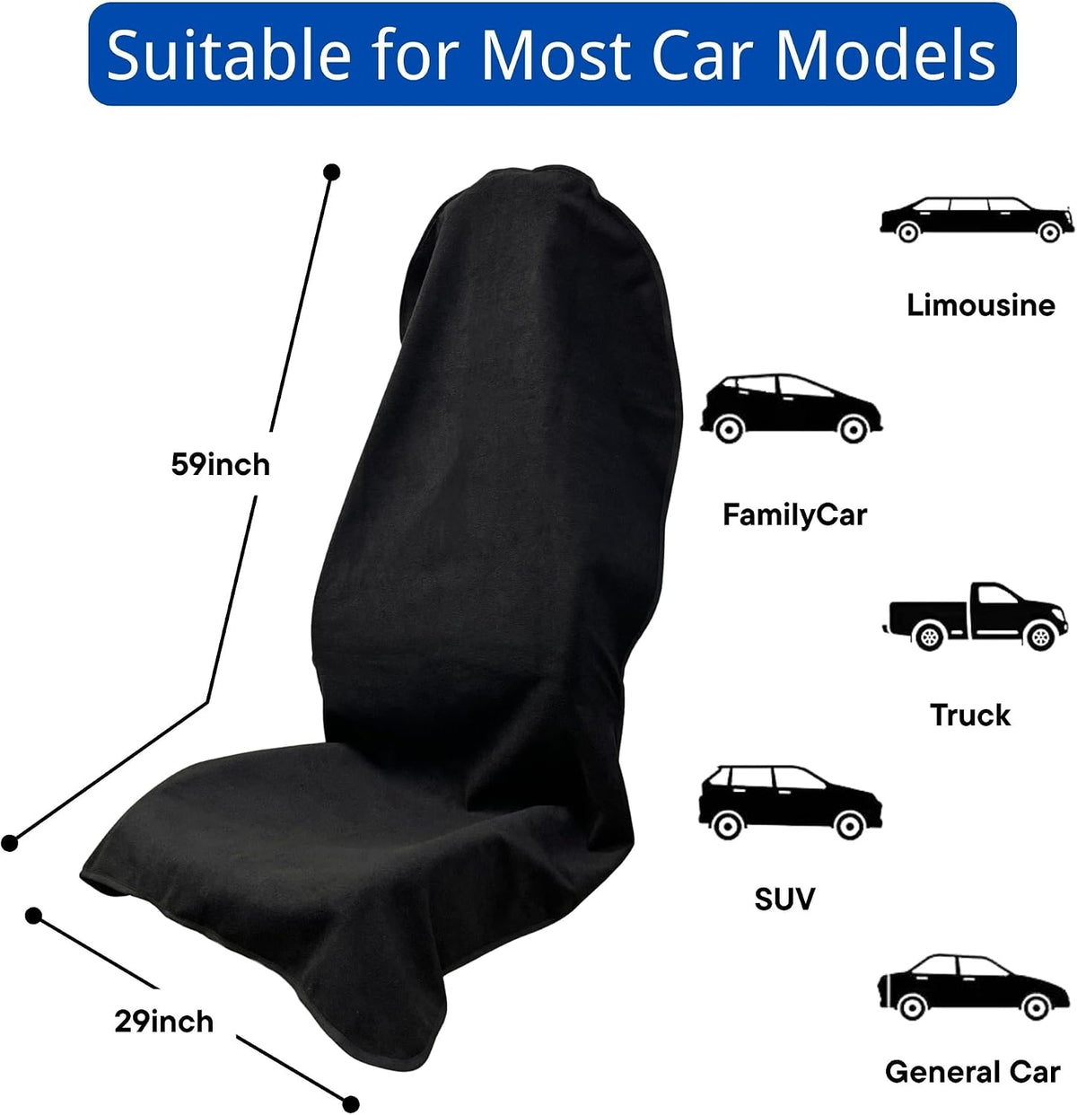 Waterproof Car Seat Cover for Front Seats, Protector for Cars SUVs Trucks, Sweat Towel Seat Covers Bucket for Gym,Workout,Beach,Hiking,Running (Black, 1PC)