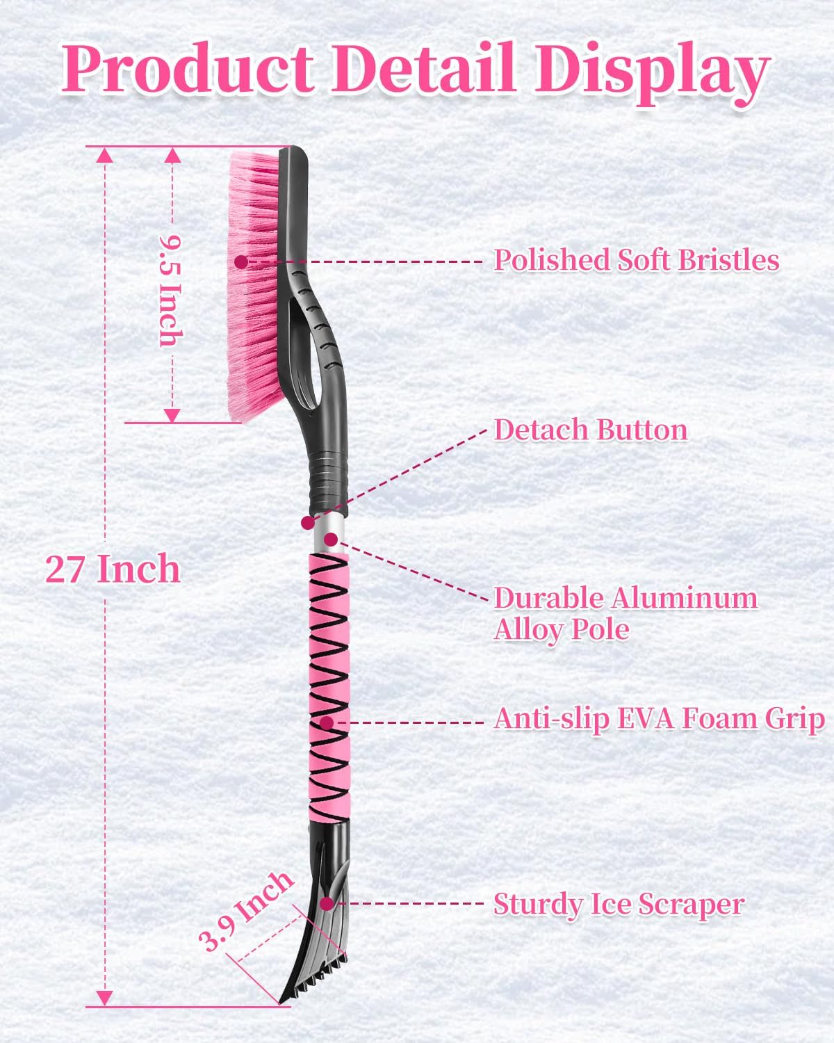 Snow Brush and Ice Scraper for Car Scratch-Resistant Snow Scraper