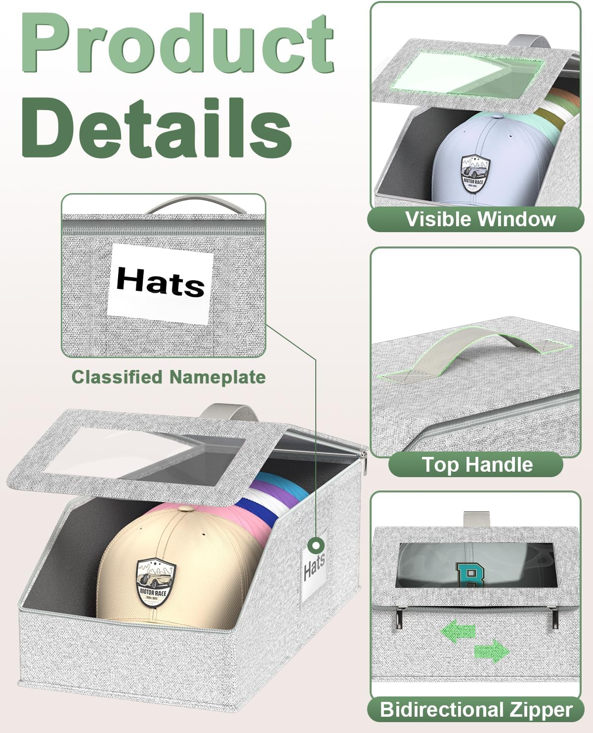 Hat Organzier for Baseball Caps - 2 PCS Stackable Hat Storage Holder Holds up to 26 Caps for Closet, Dust-Proof Hat Boxes Container with Clear Window for Home