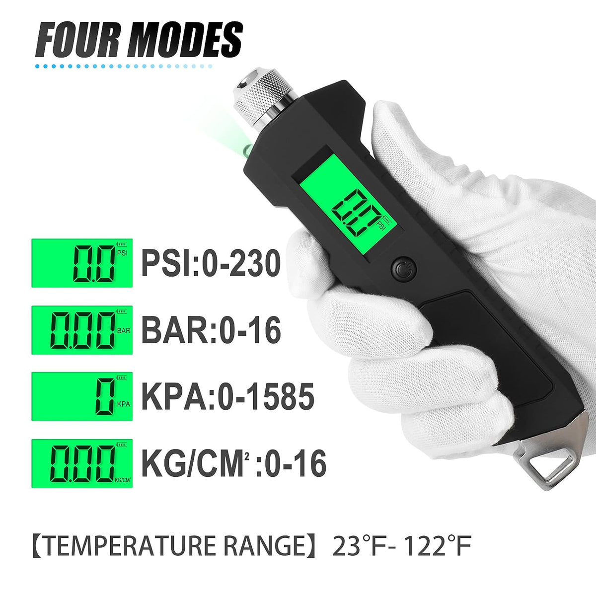 MEANLIN MEASURE Digital Tire Pressure Gauge 0-230 PSI Heavy Duty Professional Accessories for SUV RV Truck and Normal Cars with Backlit LCD and Flashlight