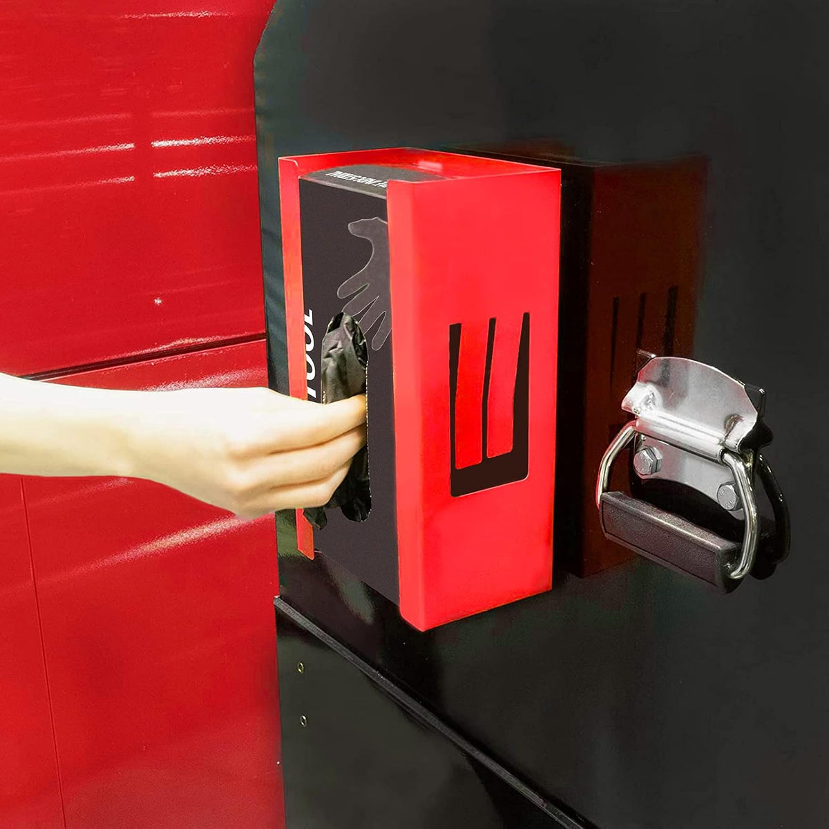 Mayouko Magnetic Dispenser Holder, Red Box Holder Wall Mount for Tissues, Disposal Gloves, Wipes, Tool Cart Accessory, 8LBS