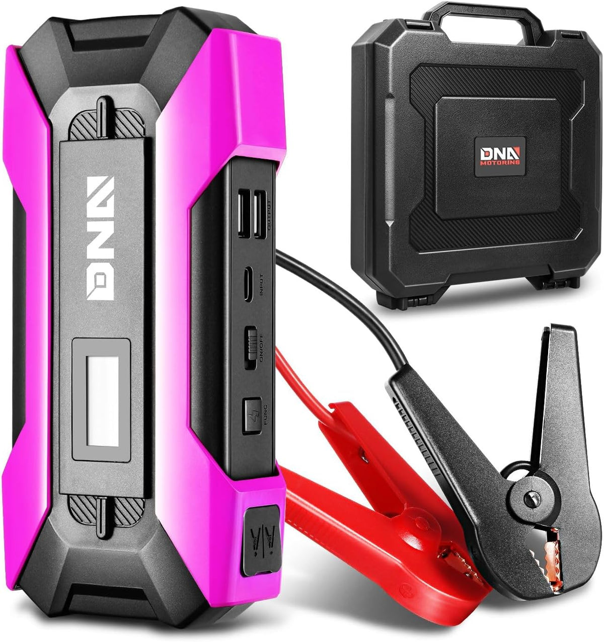 ‎DNA Motoring TOOLS-00268 12V 1500A 15000 mAh Multi-Function Portable Car Battery Jump Starter for Up to 7.0L Gas & 5.5L Diesel Engine, with Carry Case, Purple