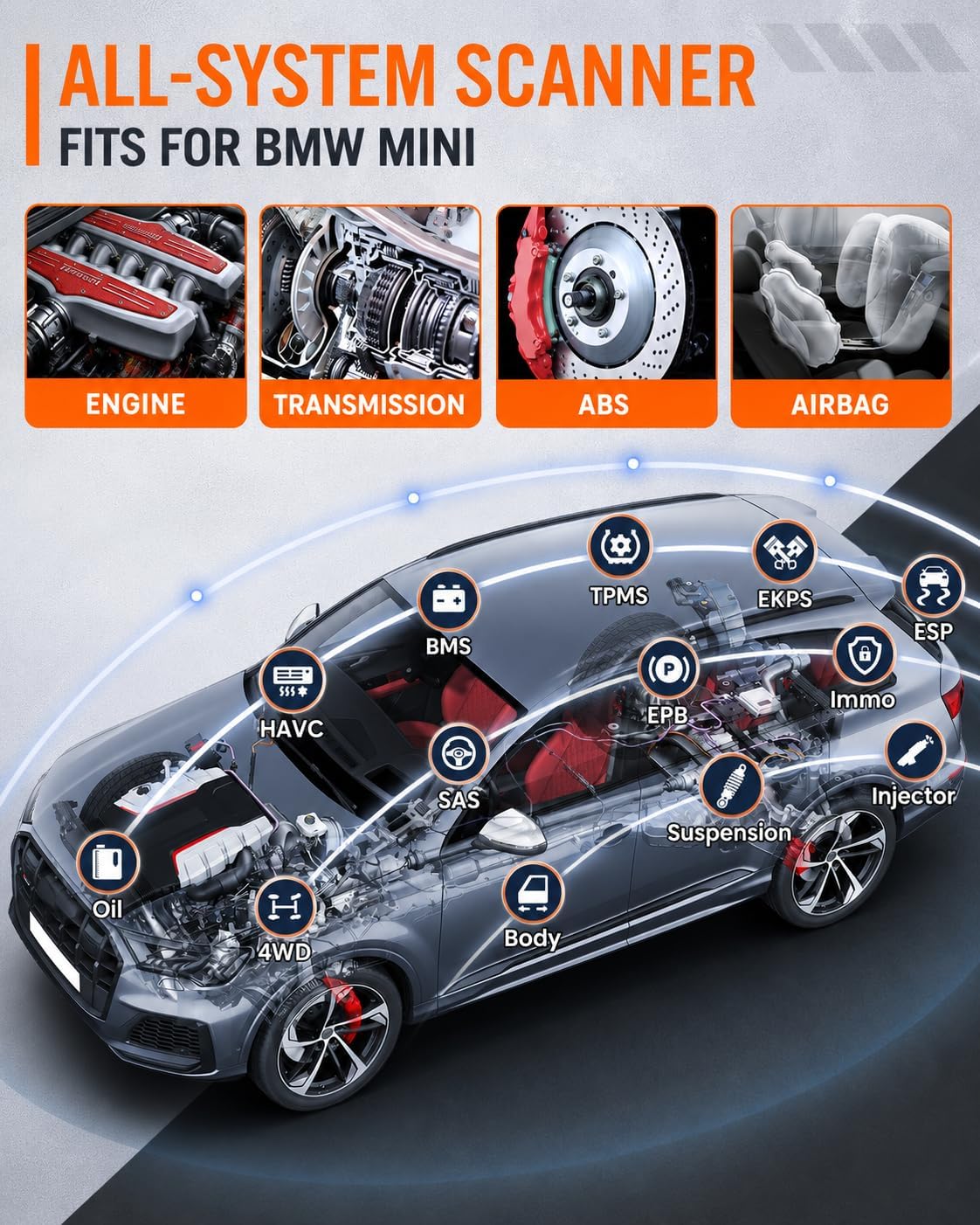 ANCEL BM500 OBD2 Scanner for BMW & MINI, Battery Registration