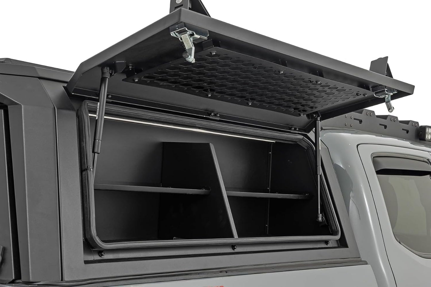 Rough Country Modular Bed Cap Passenger Side Shelf Bin - Add-On Storage Organizer with LED Lighting for Toyota Tacoma (2016–2023) RC Bedcap