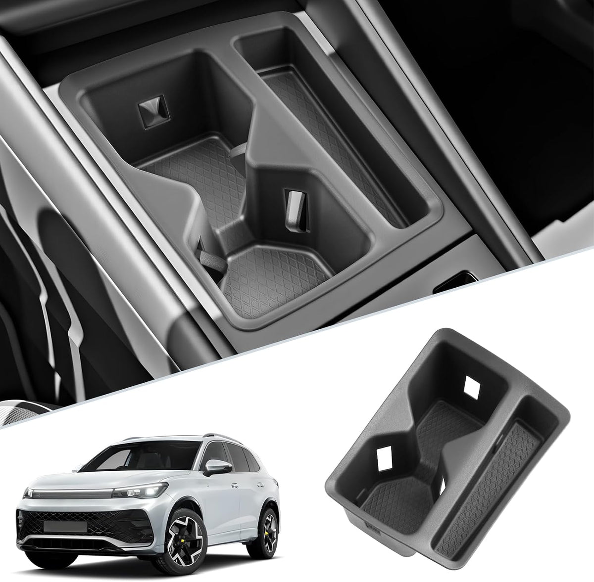 SKTU for 2025 2026 VW Tiguan Accessories Cup Holder for 2025 2026 Volkswagen Tiguan (S/SE/SE R-Line Black/SEL R-Line) Central Control Cup Holder VW Tiguan 2025 2026 Accessories Durable Cup Pad