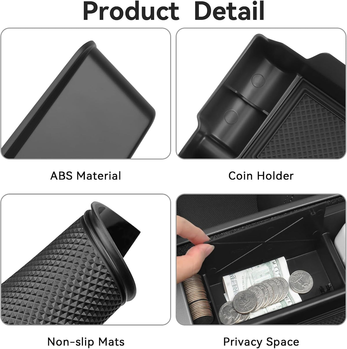 Center Console Organizer Hidden Box Compatible with Tesla 2021-2024 Model Y & 2021-2023 Model 3 Accessories (Not Fit Model 3 Highland) ABS Plastic Material Armrest Secondary Storage Box