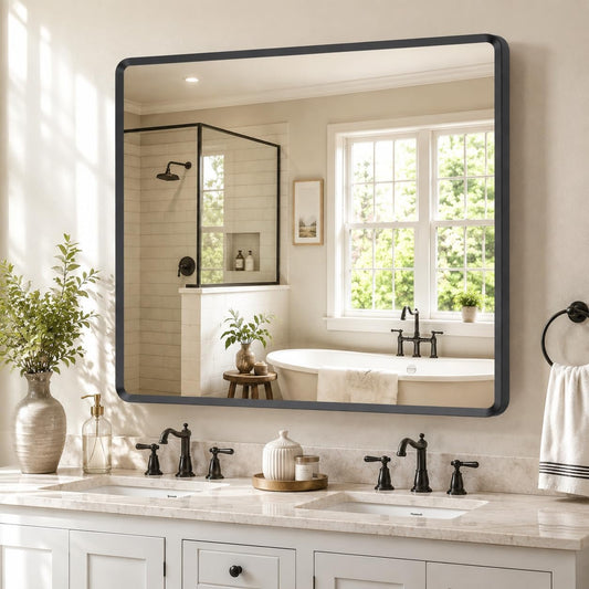 36x36 inch Black Bathroom Mirror, Square Mirrors for Over Sink