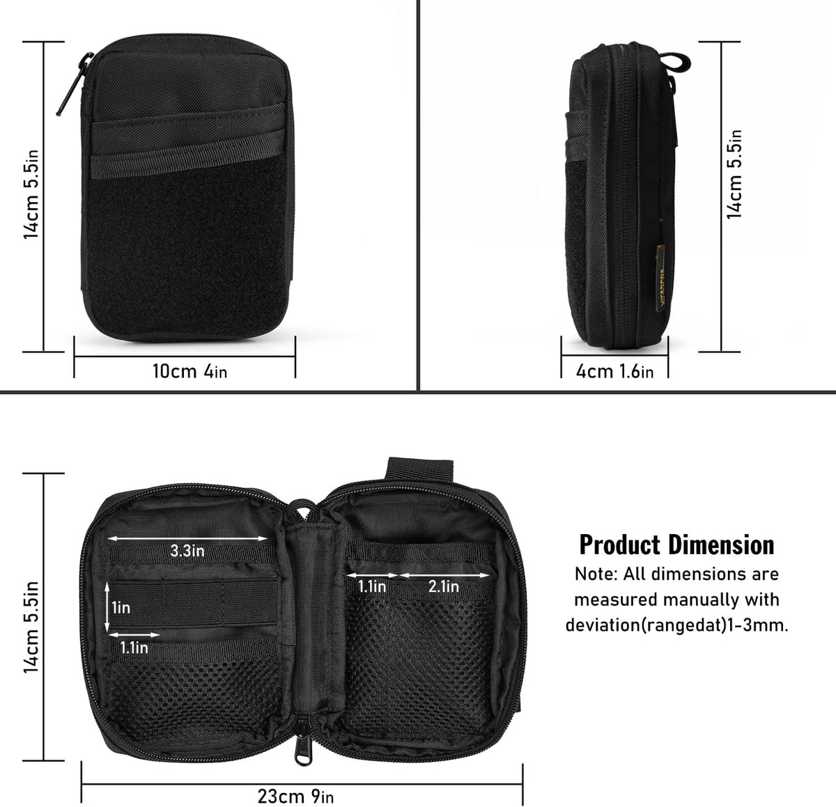 VIPERADE VE26 EDC Pouch Organizer with 11 Compartments, Small Tool Pouch with DIY Patches Area, EDC Pocket Organizer for Mutitools