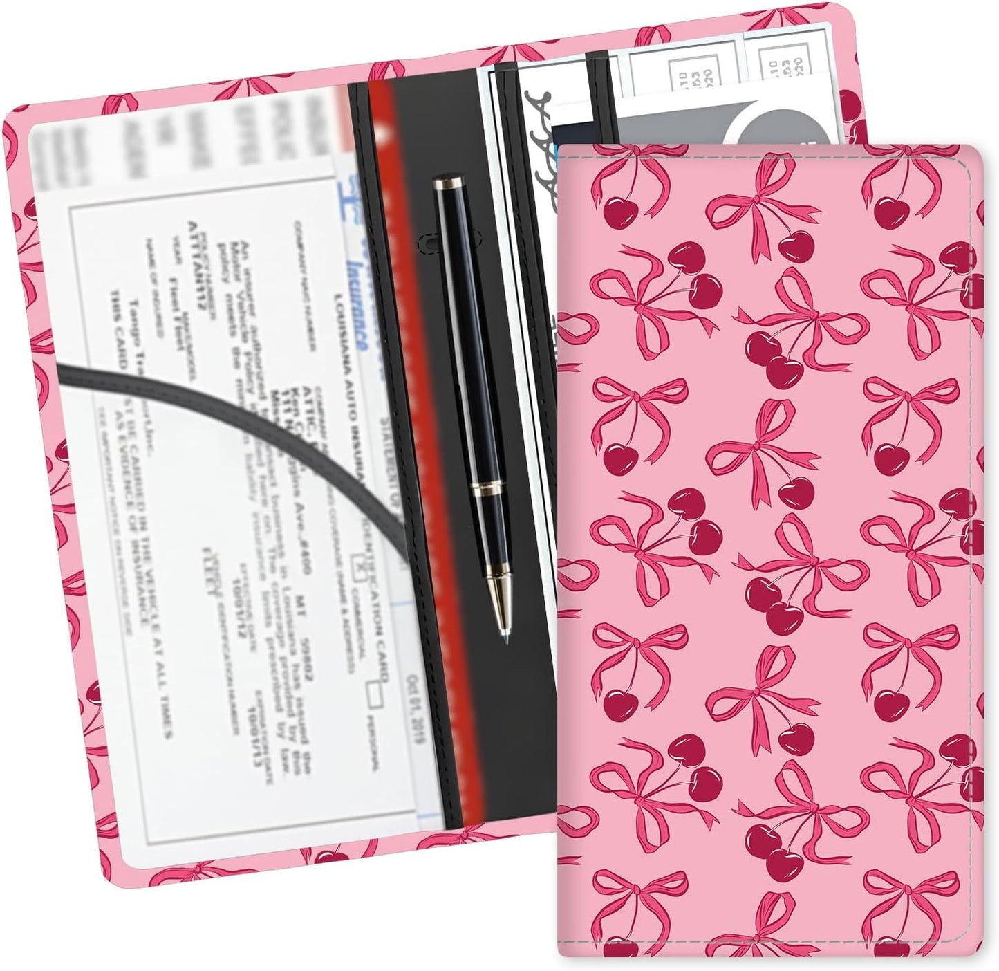 Leather Car Registration and Insurance Card Holder, Cute Car Accessories Vehicle Glove Box Car Organizer for Documents, Cards, License Cool Skull Hand