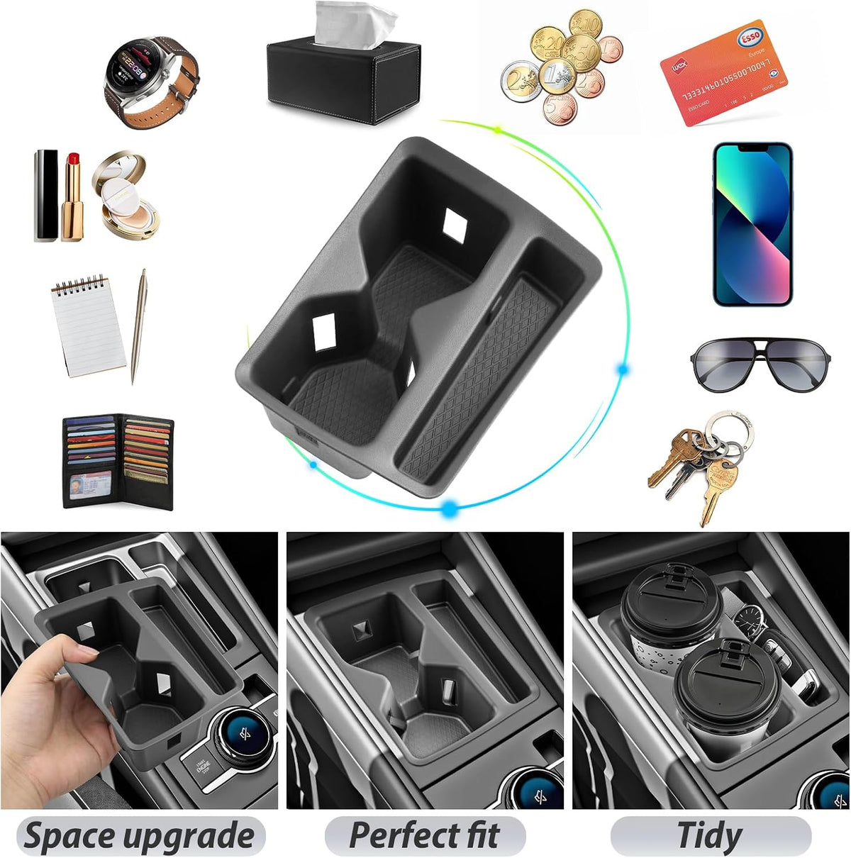 SKTU for 2025 2026 VW Tiguan Accessories Cup Holder for 2025 2026 Volkswagen Tiguan (S/SE/SE R-Line Black/SEL R-Line) Central Control Cup Holder VW Tiguan 2025 2026 Accessories Durable Cup Pad