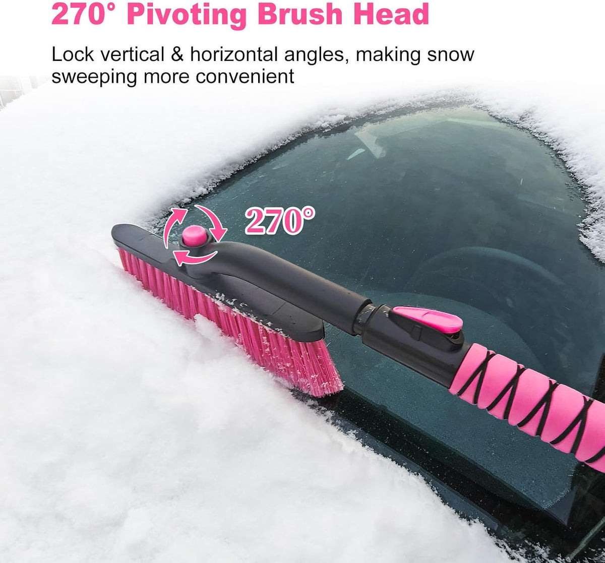 44 Inch Extendable Snow Brush for Car, Ice Scraper with Brush