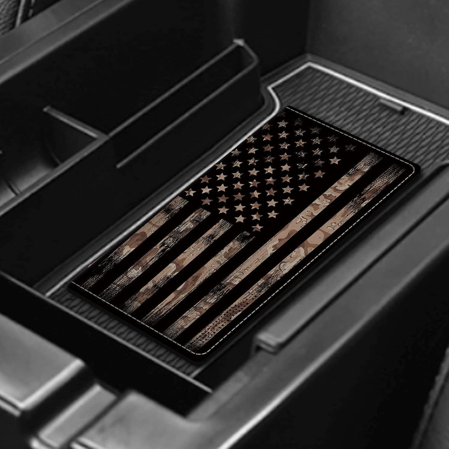Leather Car Registration and Insurance Card Holder, Cute Car Accessories Vehicle Glove Box Car Organizer for Documents, Cards, License Retro American Flag
